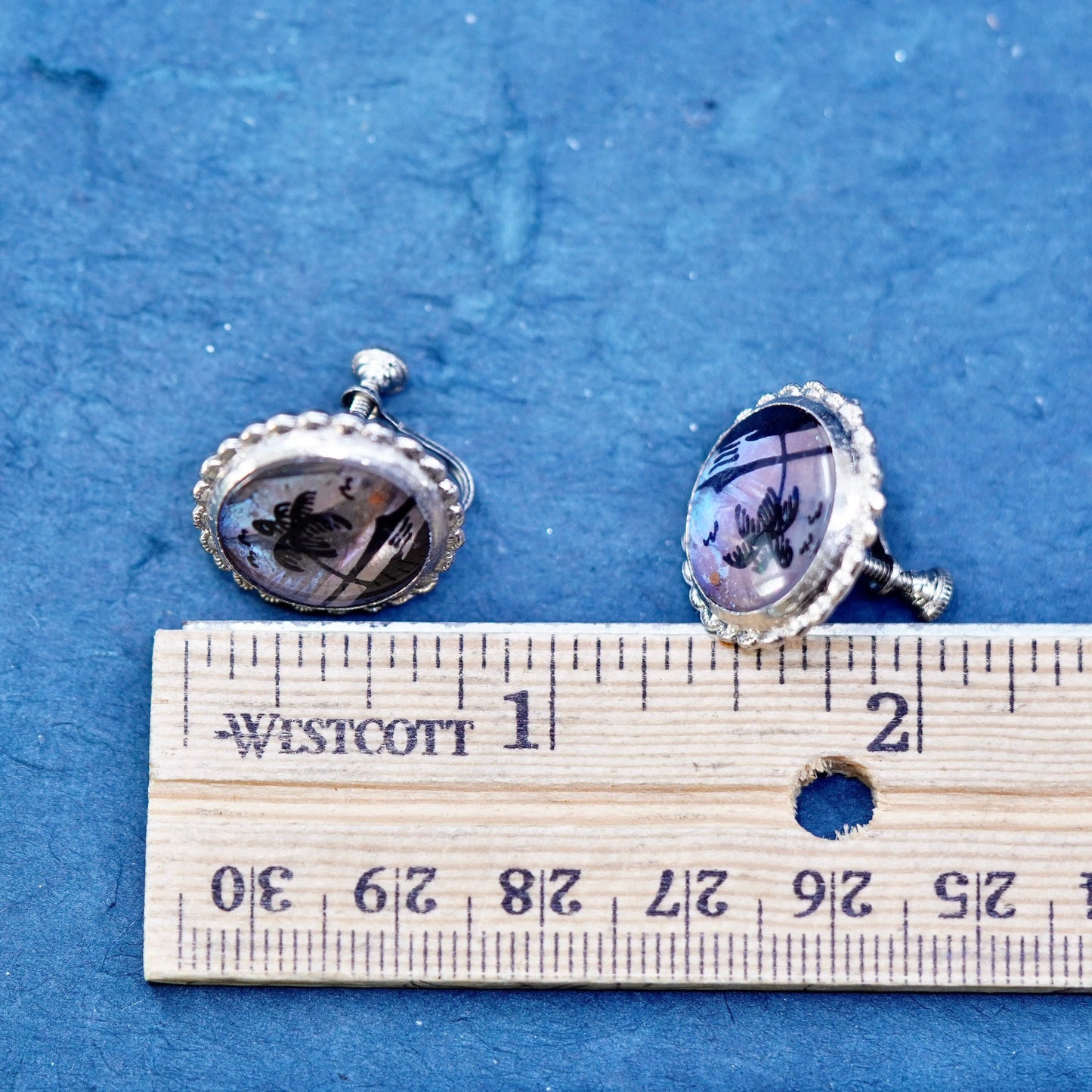 1940s Butterfly Wing Earrings 40s round Shape Palm Tree Earrings Screw back