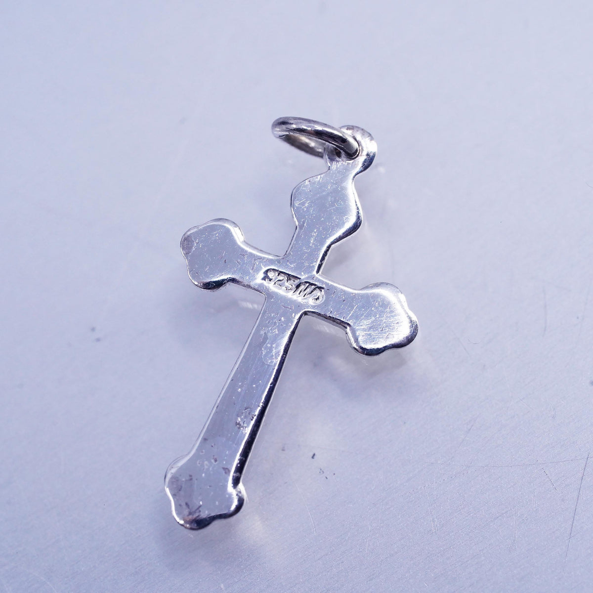 Vintage sterling 925 silver handmade cross charm pendant