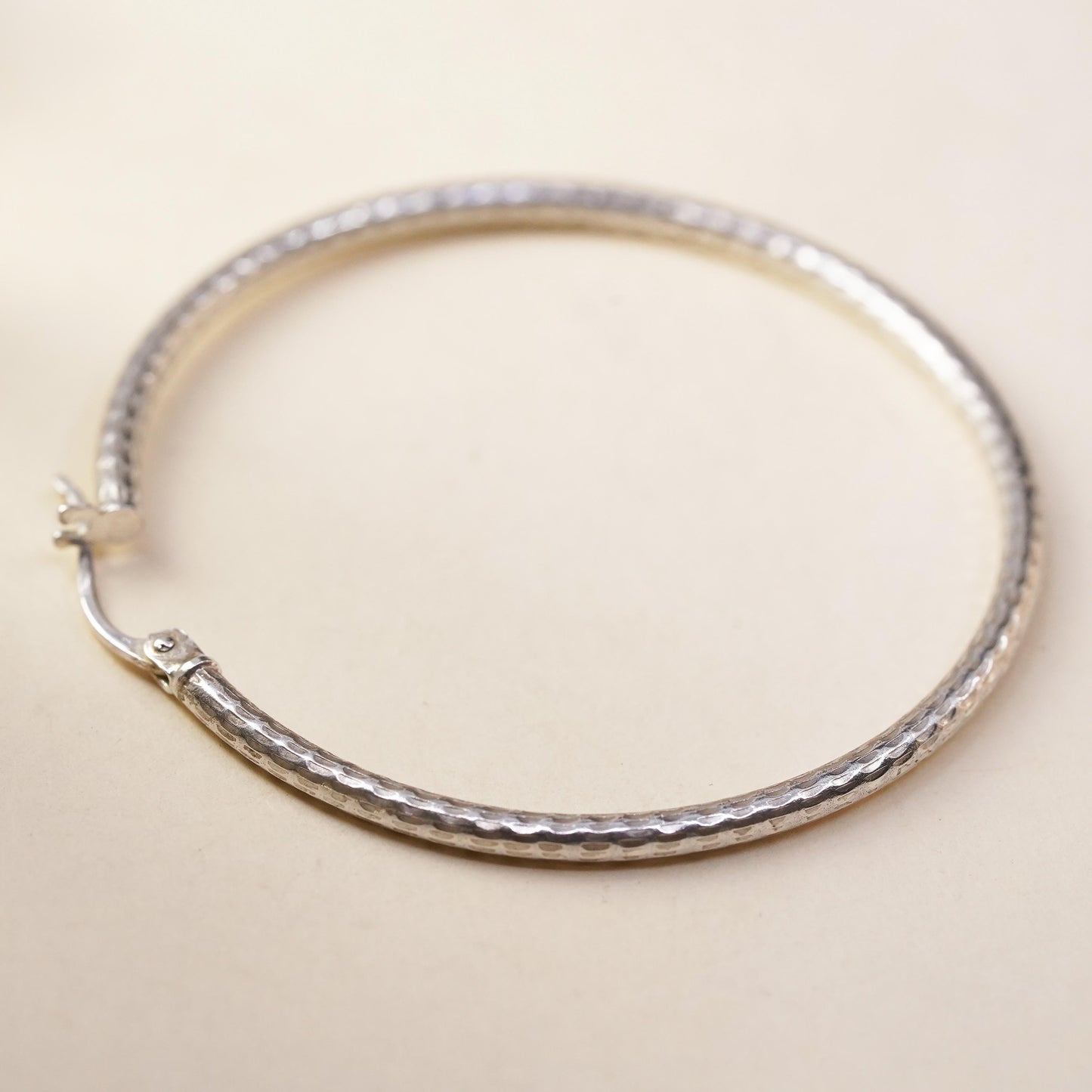 1.5", Vintage sterling 925 silver loop single earring, fashion textured hoop
