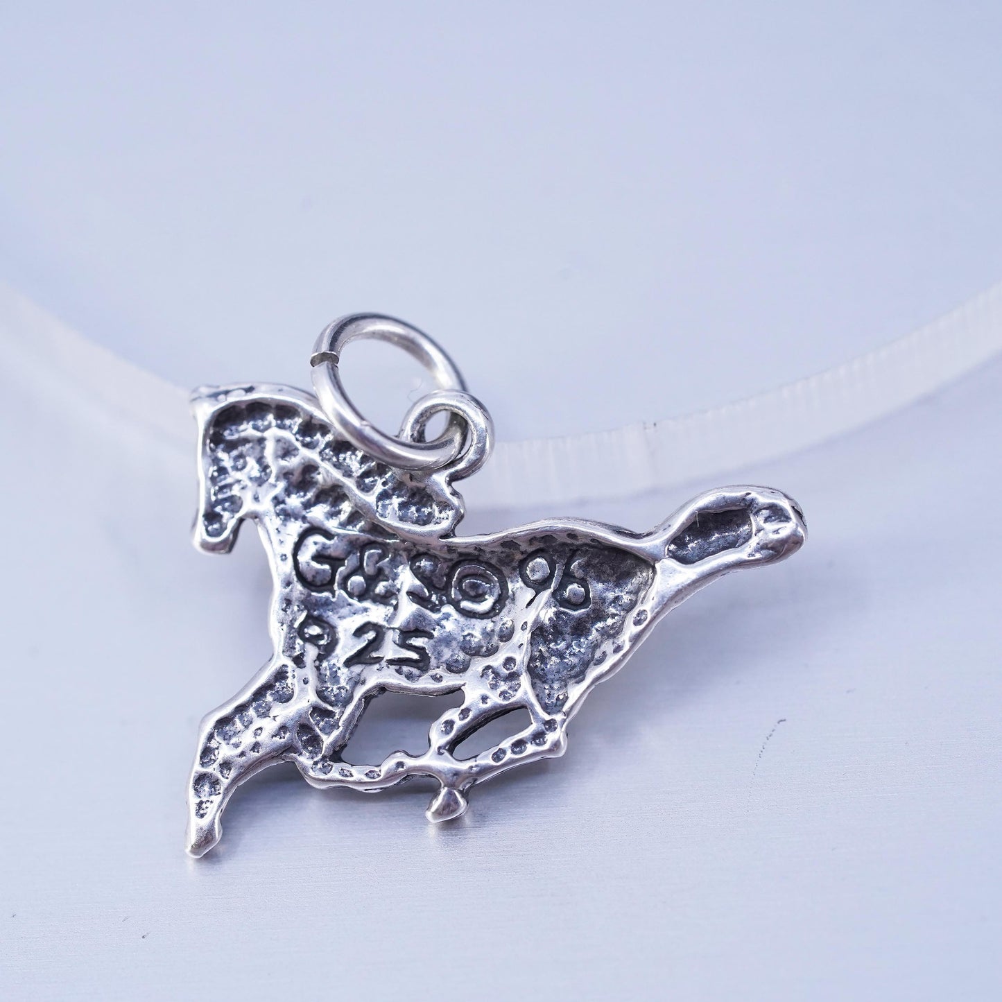 Vintage Sterling silver handmade simple 925 running horse