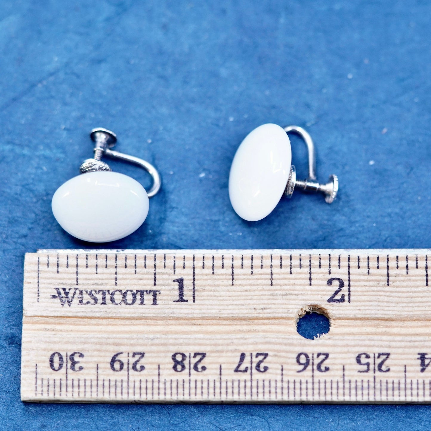 Vintage Sterling silver handmade earrings, 925 Button screw back