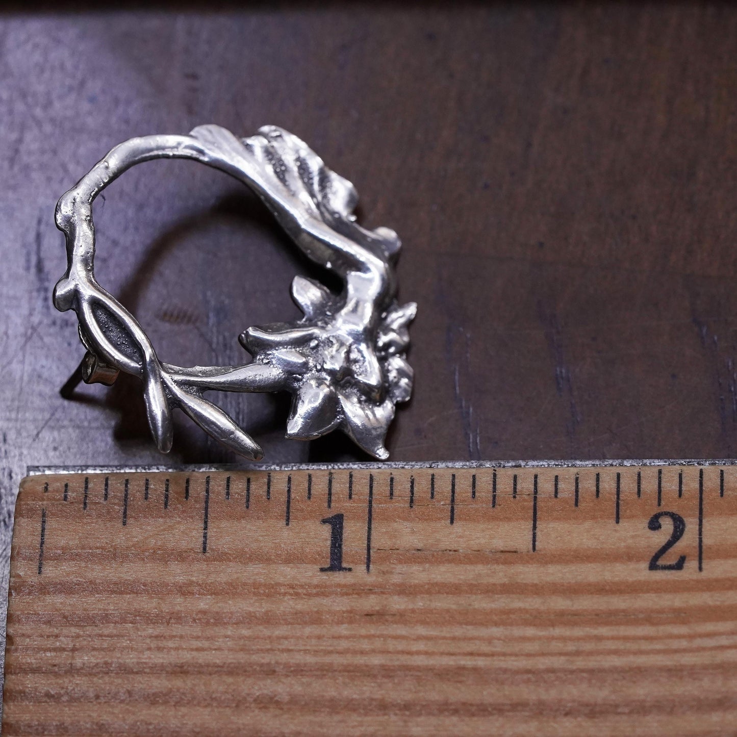 Vintage Sterling 925 Silver handmade fairy circle Stud, single earring
