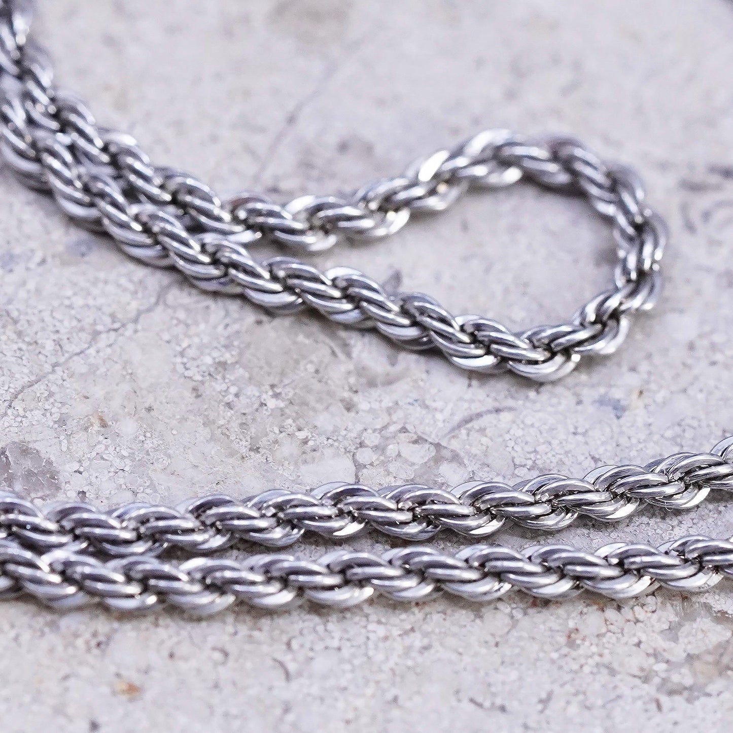 20" 2mm, vintage Sterling silver handmade necklace, 925 rope chain