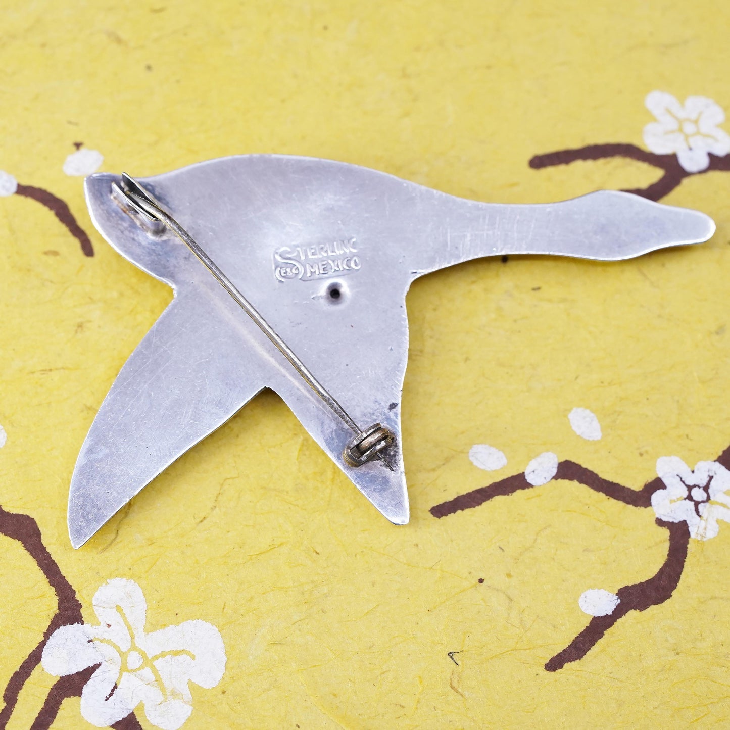 Vintage southwestern Mexican handmade sterling 925 silver bird Geese brooch pin