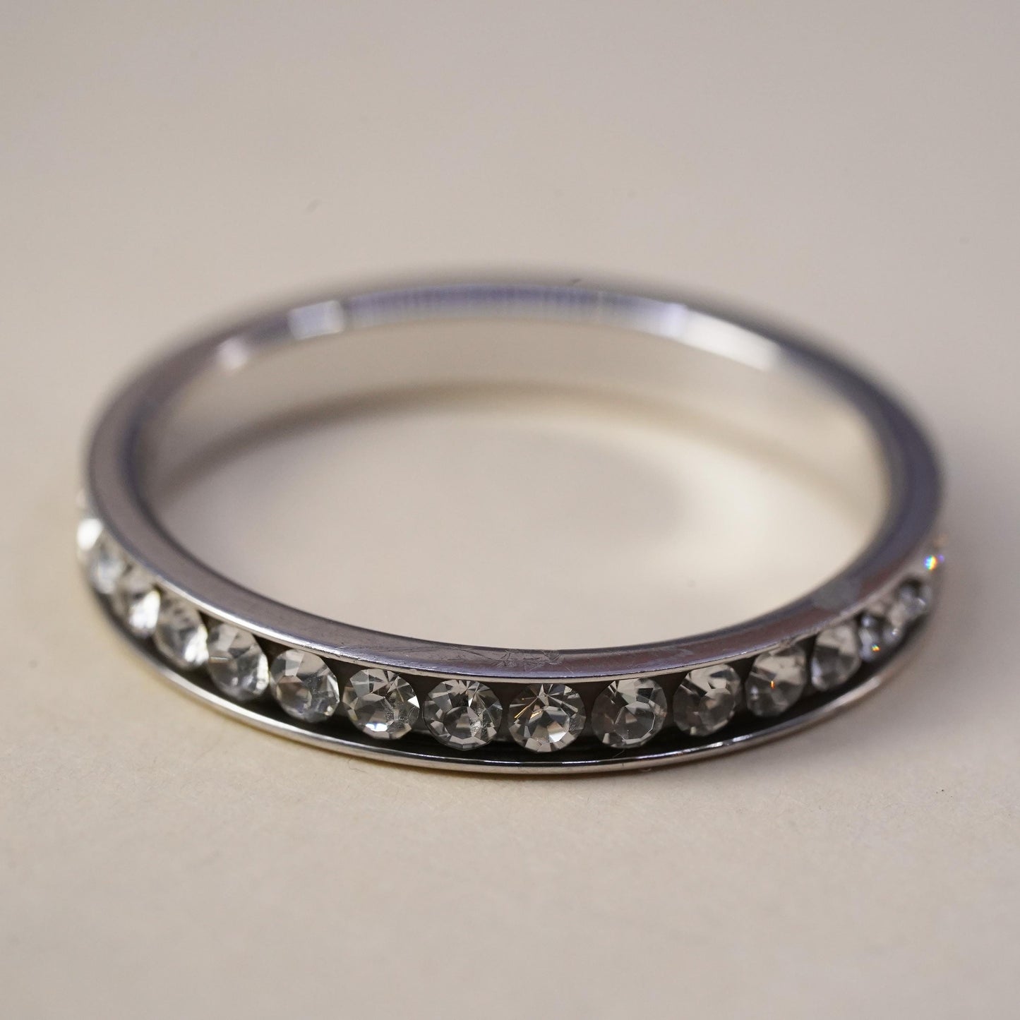 Size 10, vintage sterling 925 silver ring w/ cluster CZ, stackable wedding band