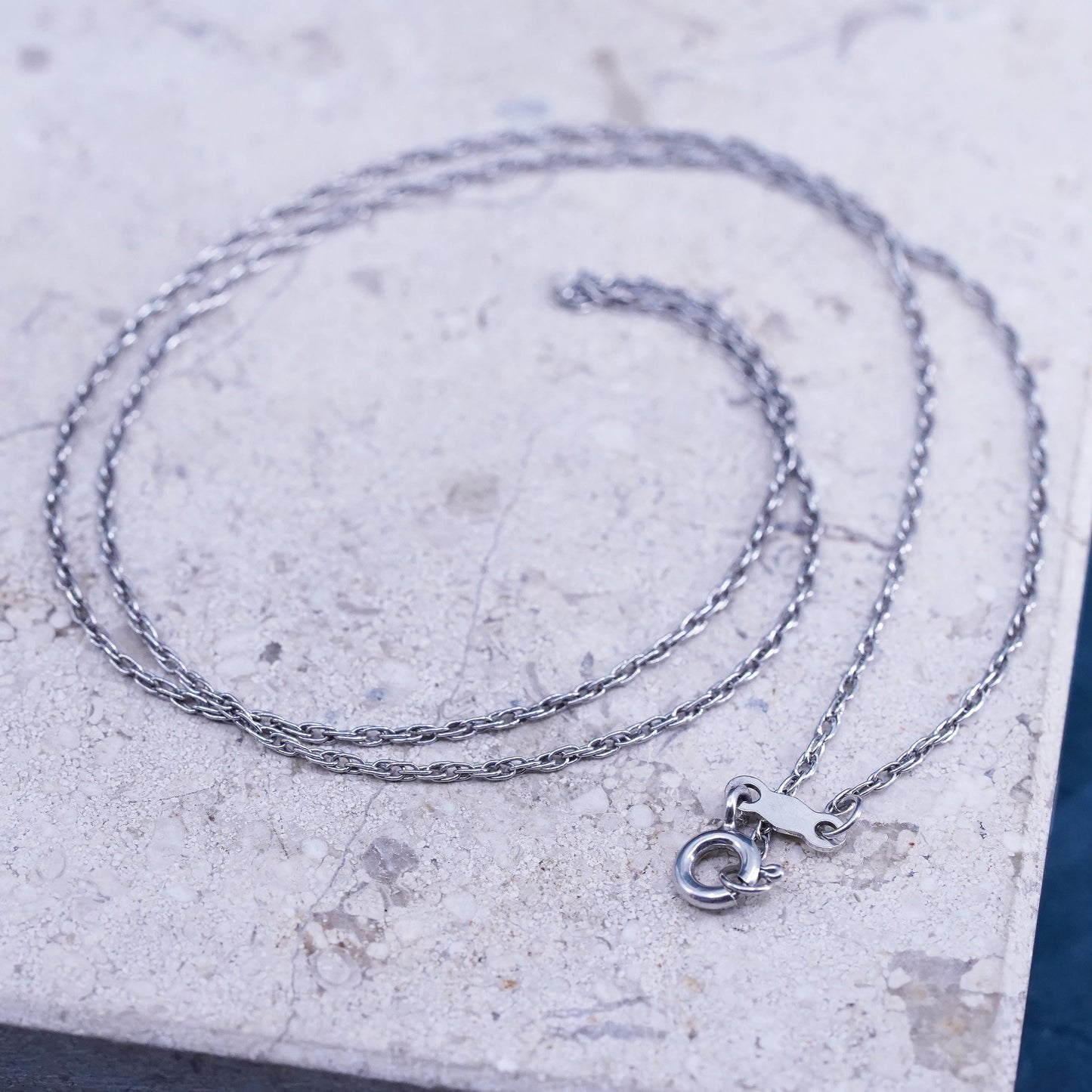 18”, 1mm, vintage Sterling silver necklace, 925 Singapore rope chain