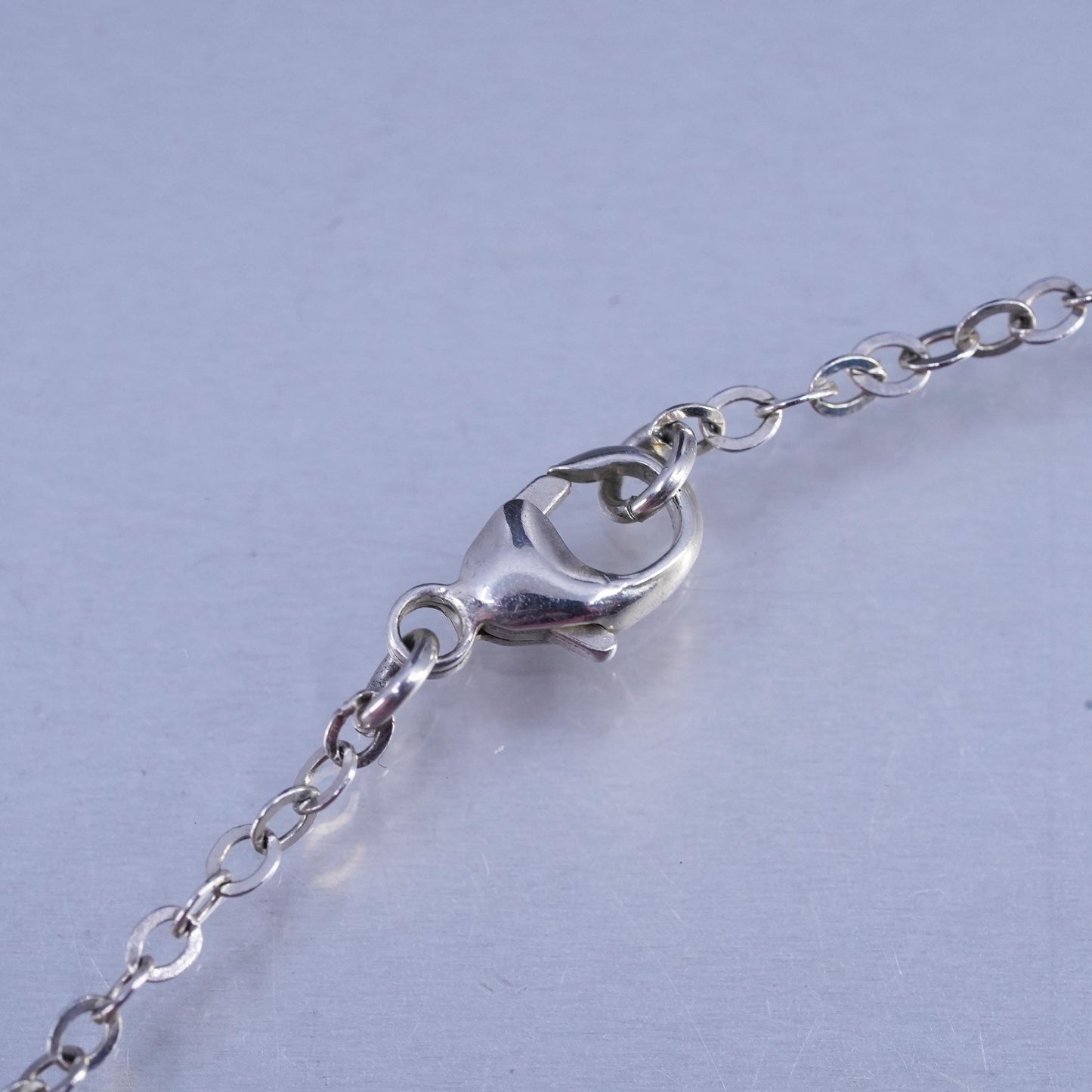 18" southwestern Sterling 925 silver flatten circle necklace Chalcedony beads