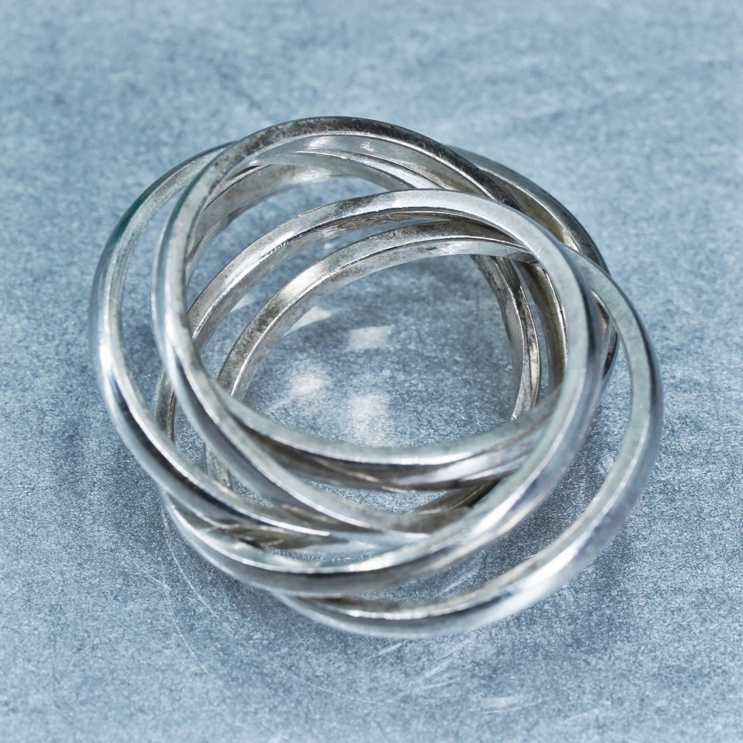 Size 5.5, vintage southwestern Sterling 925 silver entwined ring, multi band