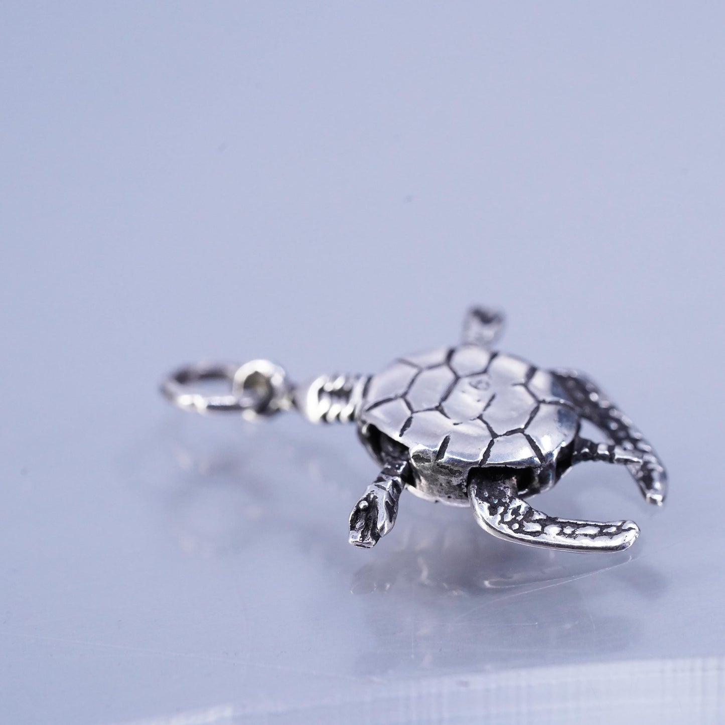 Vintage Sterling silver handmade 925 moving joints sea turtle charm pendant