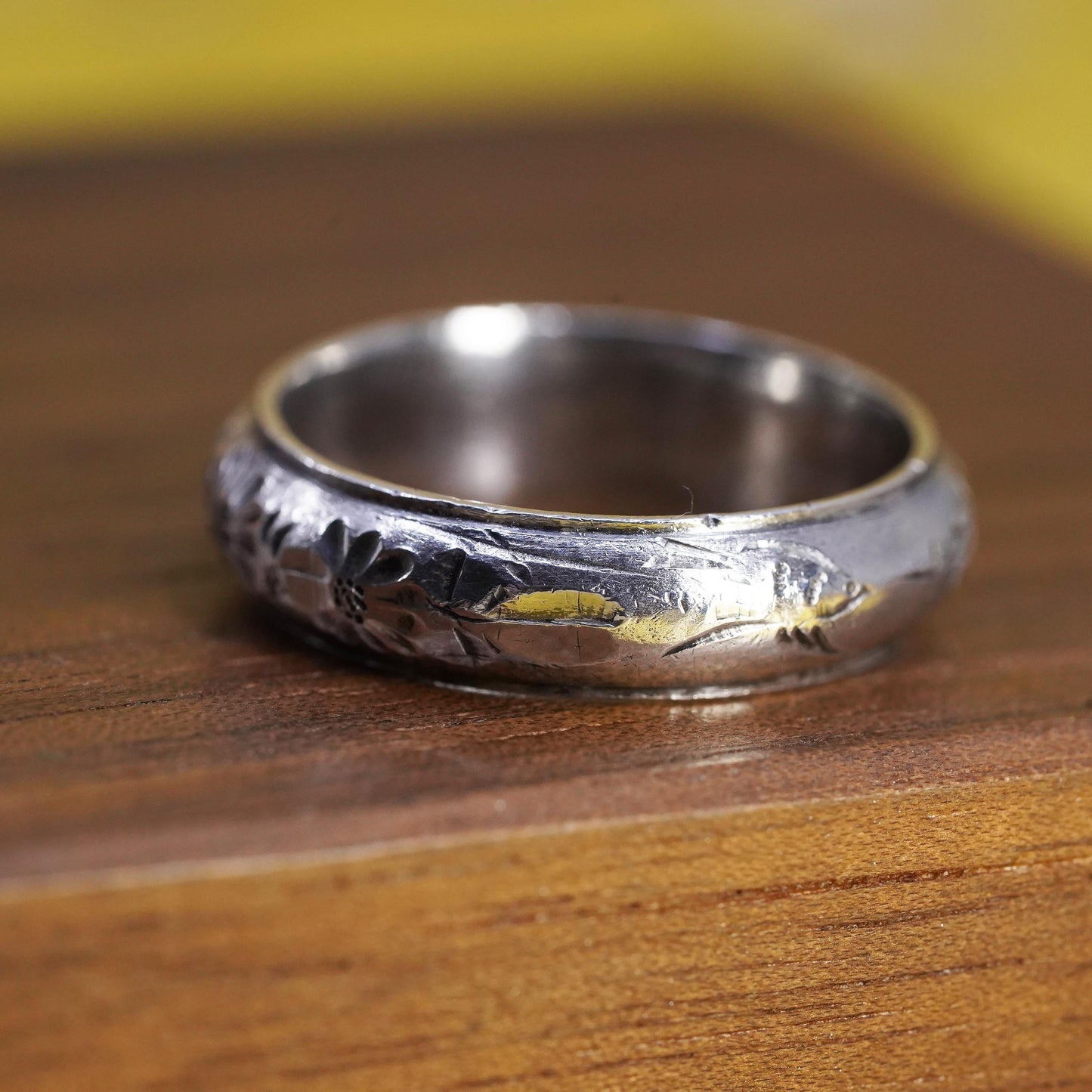 size 9, vintage Sterling silver handmade ring, 925 textured band