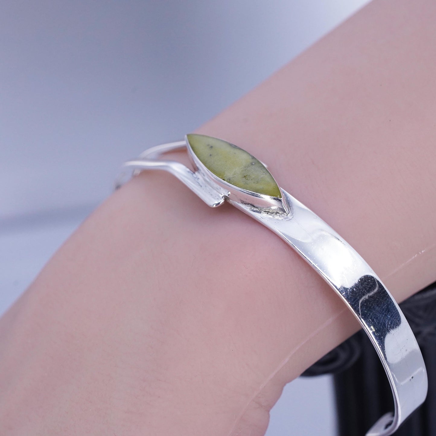8”, southwestern Sterling 950 silver handmade bracelet, cuff with turquoise