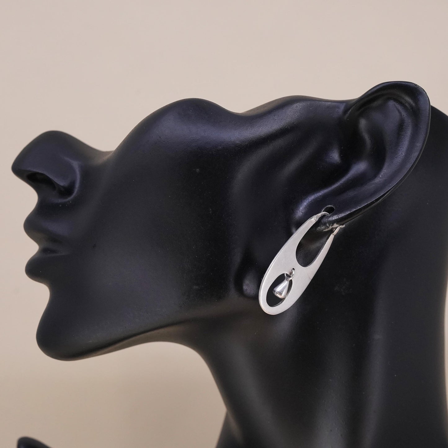 1.5", Vintage sterling 925 silver loop single earring, fashion primitive hoop