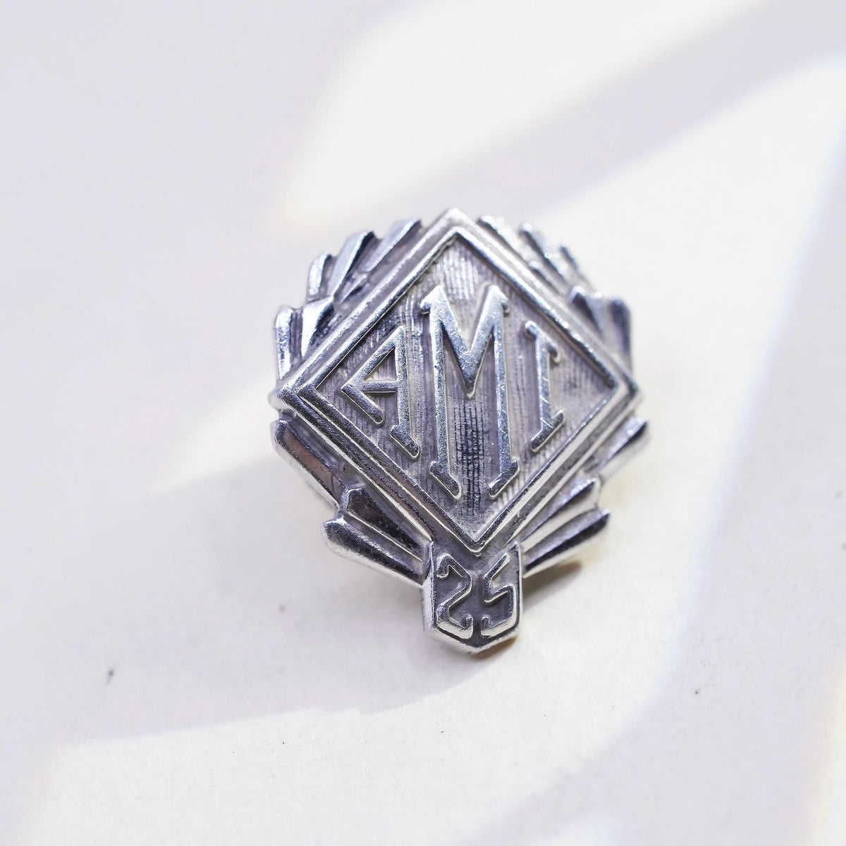 VTG 925 Sterling Silver American Meat Institute AMI 25 Year Service Lapel Pin,