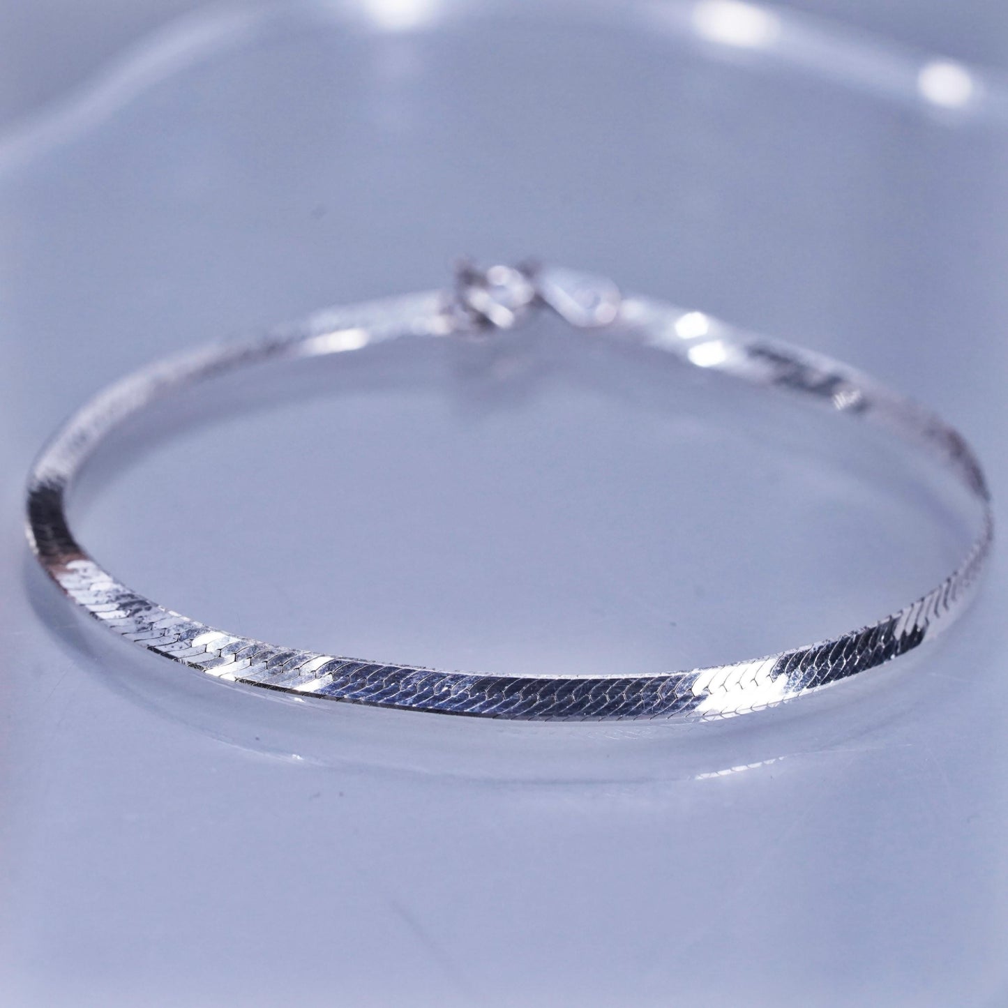 6.75”, 3mm, Vintage Italy Sterling 925 silver bracelet, herringbone