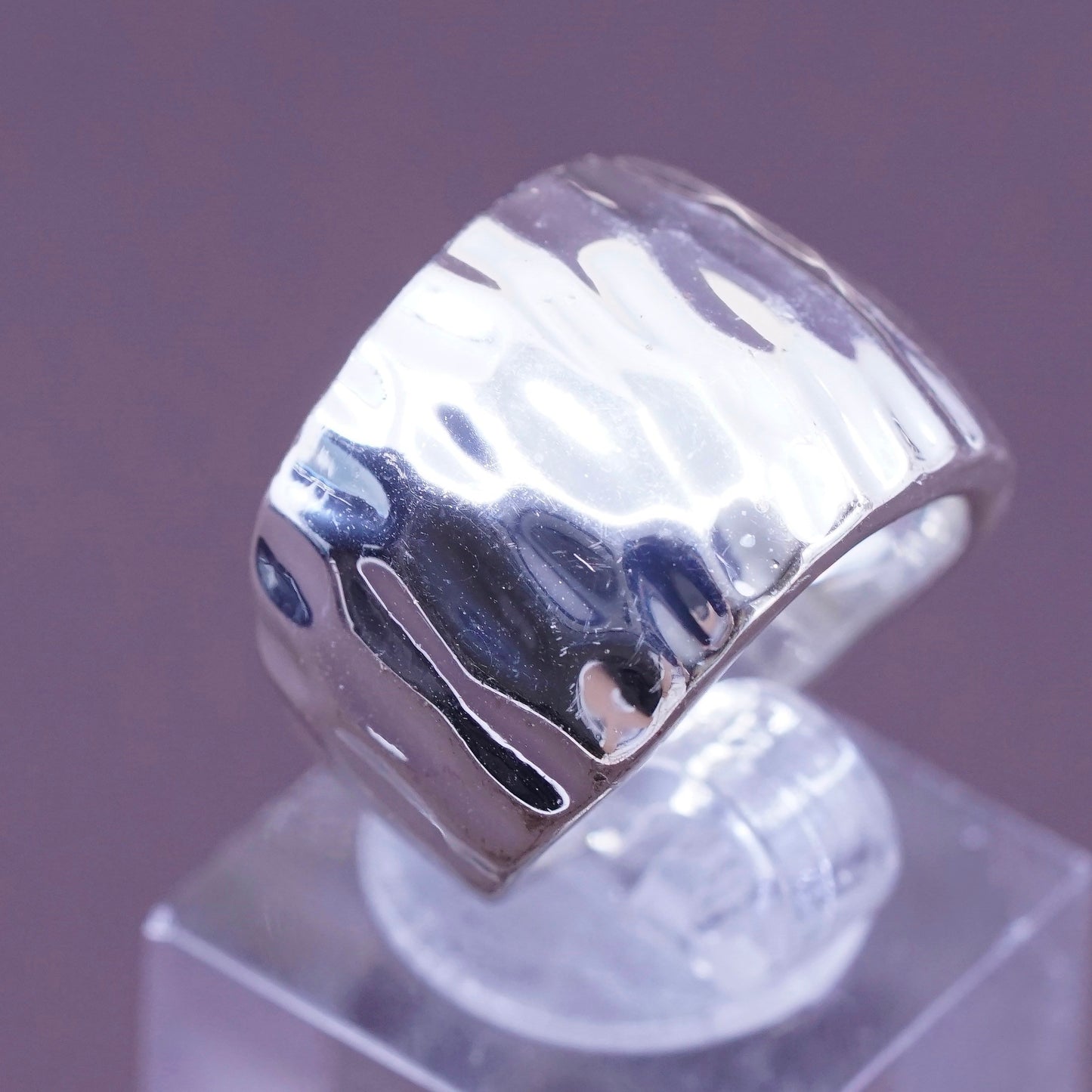 sz 6, Sterling silver handmade ring, 925 ribbed band, minimalist, modernist