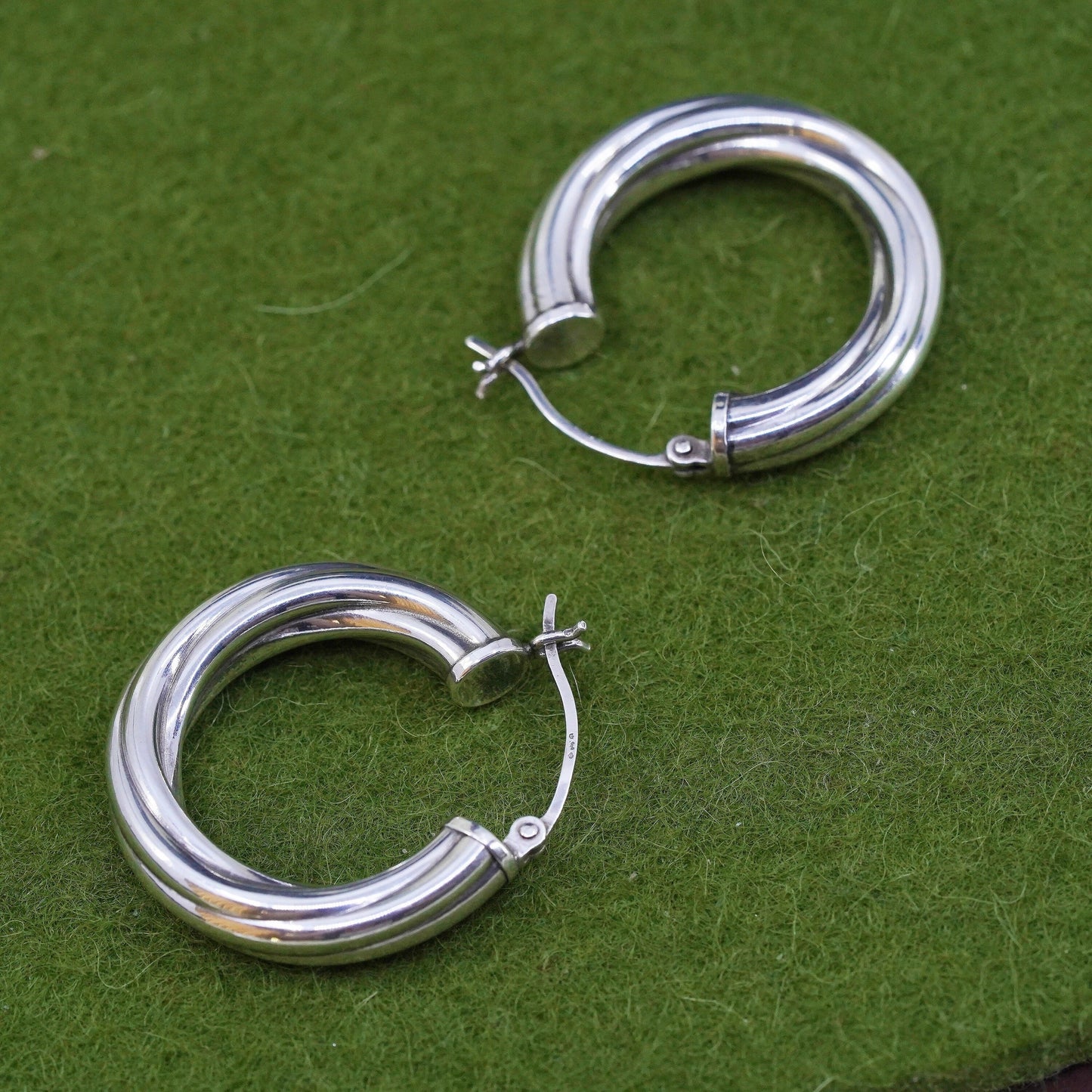 1", Vintage sterling silver loop earrings, twisted minimalist primitive hoops