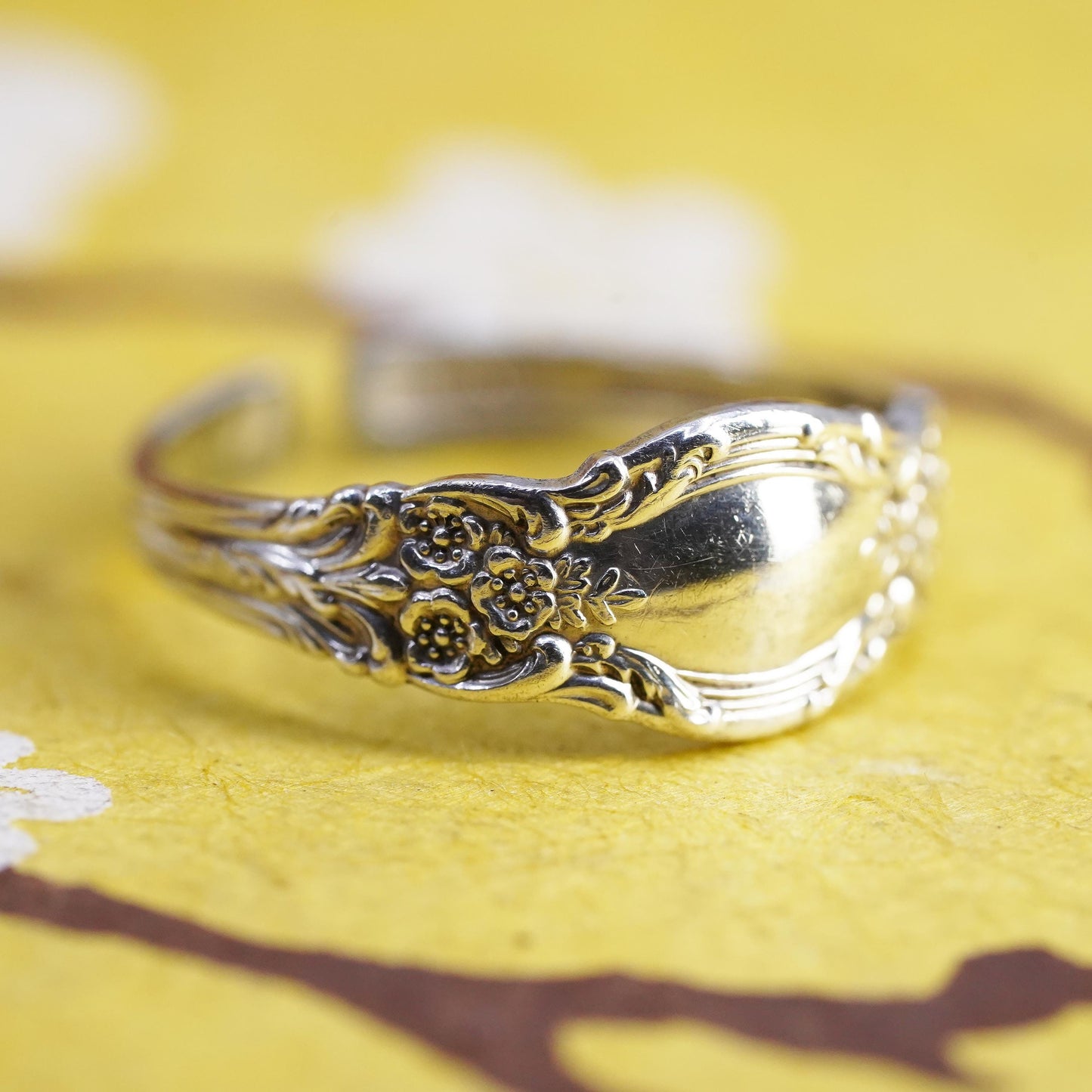 Size 7, adjustable VTG Sterling 925 silver handmade band, Sterling spoon ring