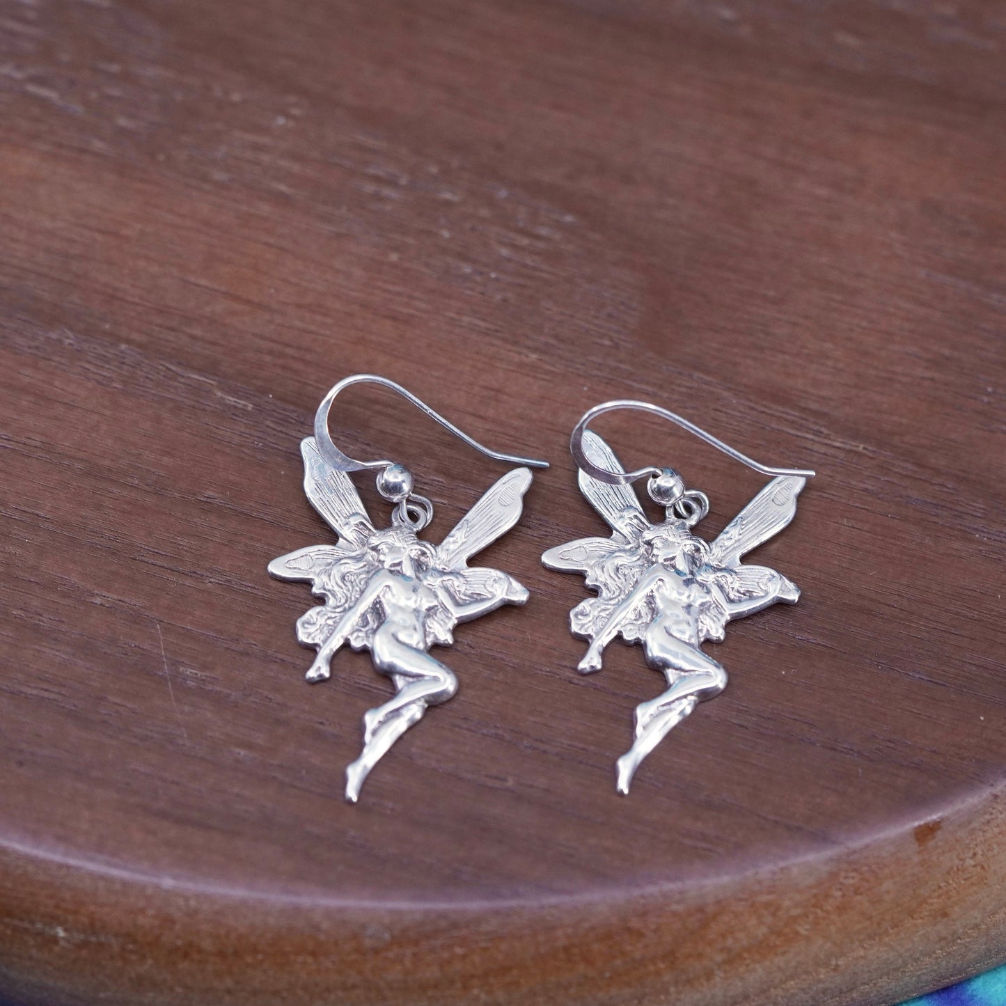 Vintage Sterling silver handmade earrings, 925 fairy dangles