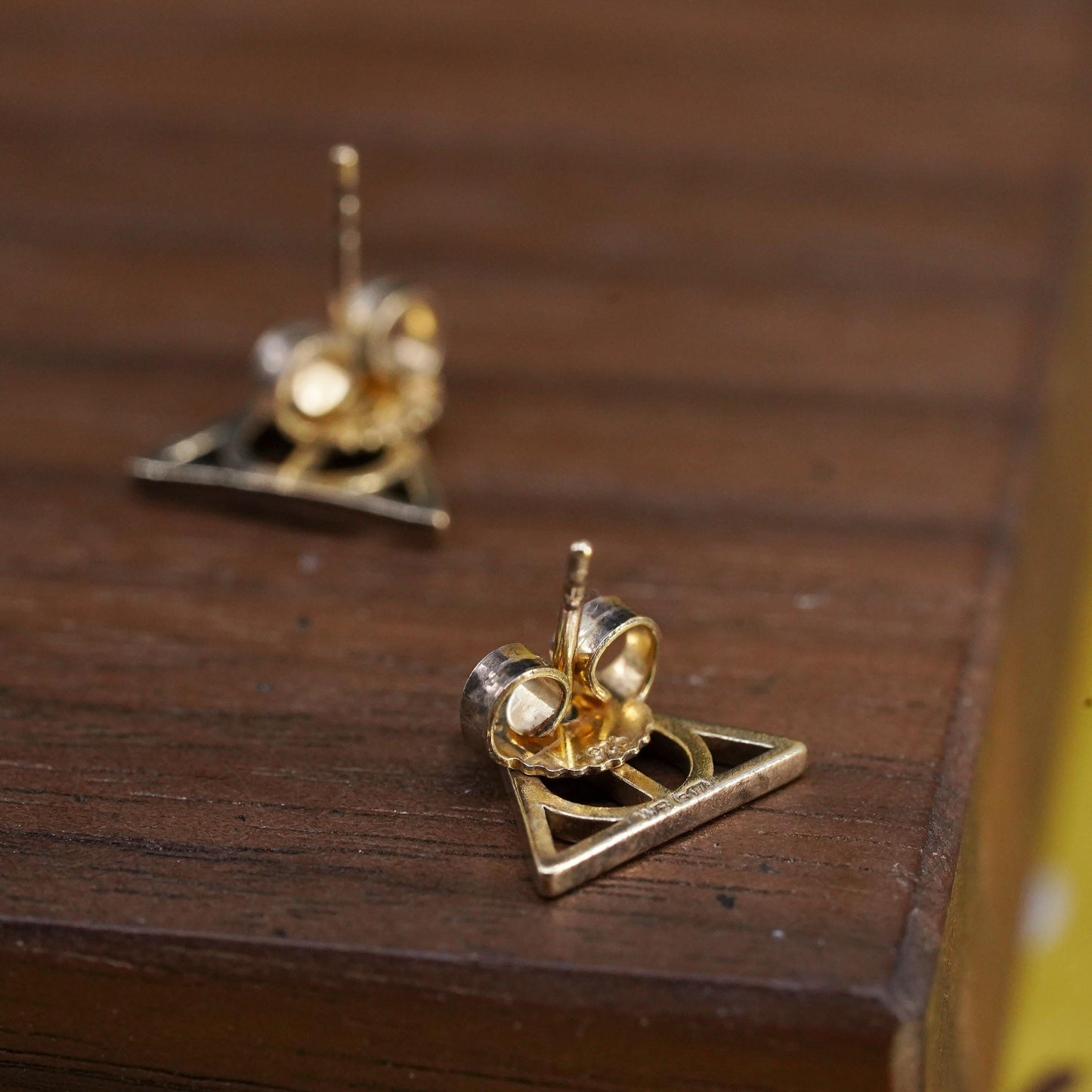 Vintage vermeil gold over Sterling silver shape studs, 925 earrings