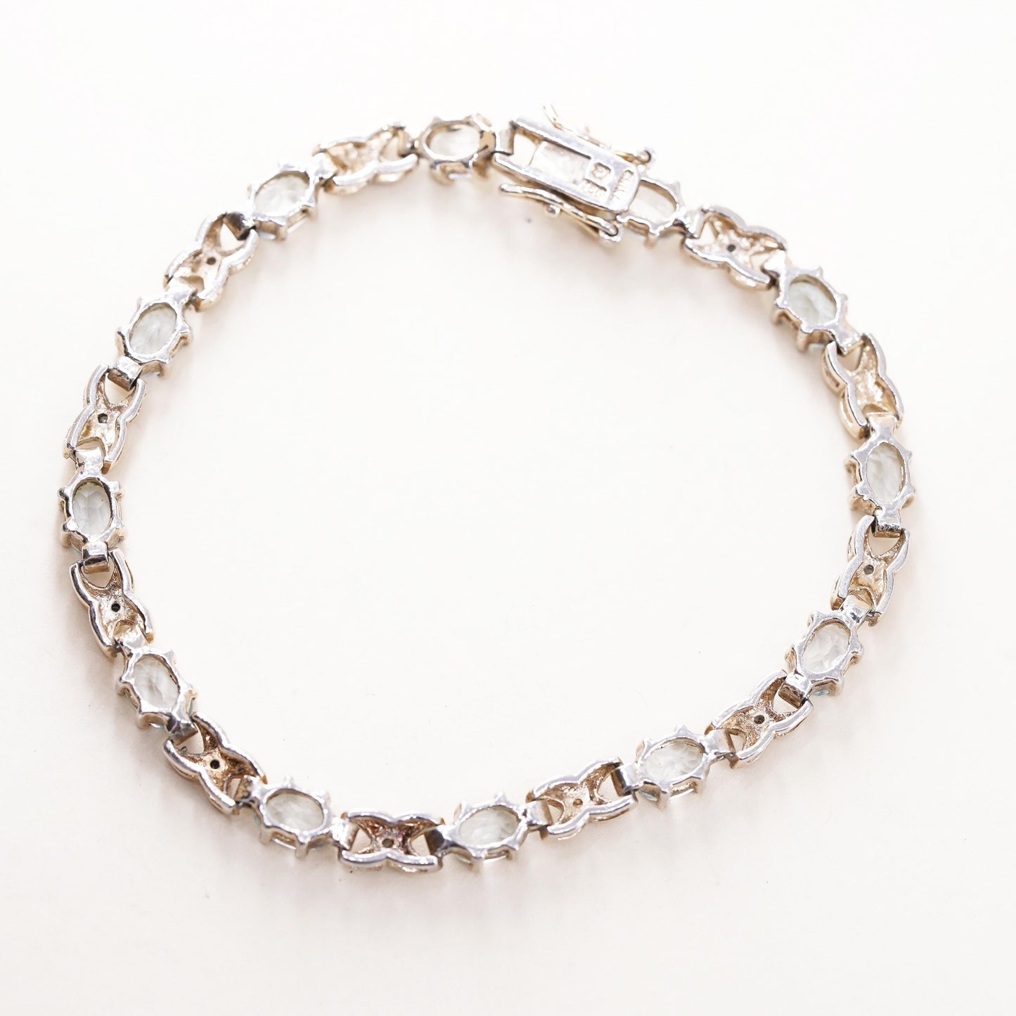 7”, vermeil gold plated sterling silver tennis bracelet, 925 blue topaz diamond