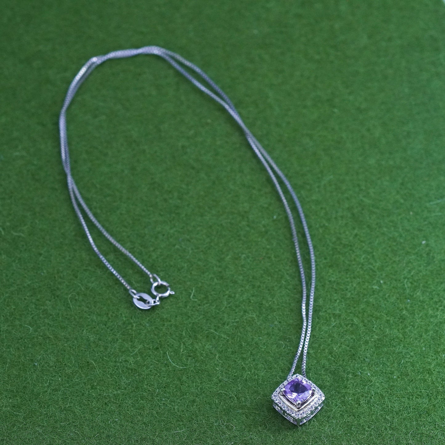18”, two tone Sterling silver necklace, 925 circle chain 10K gold heart diamond
