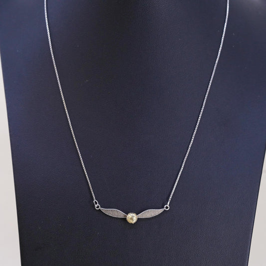 16+2”, Alex Ani vermeil gold sterling 925 silver necklace Golden Snitch pendant