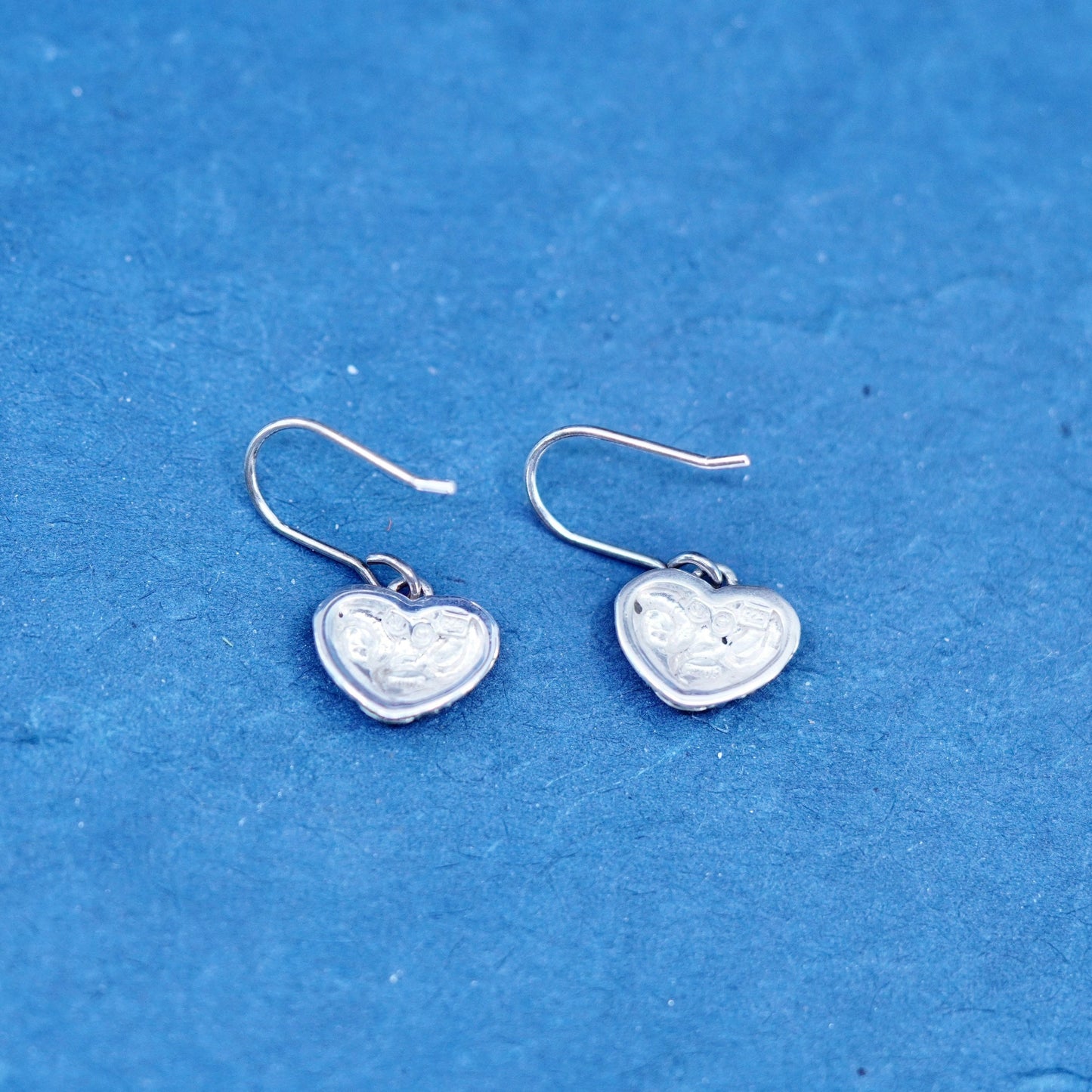 sterling 925 silver handmade heart earrings with red enamel and marcasite