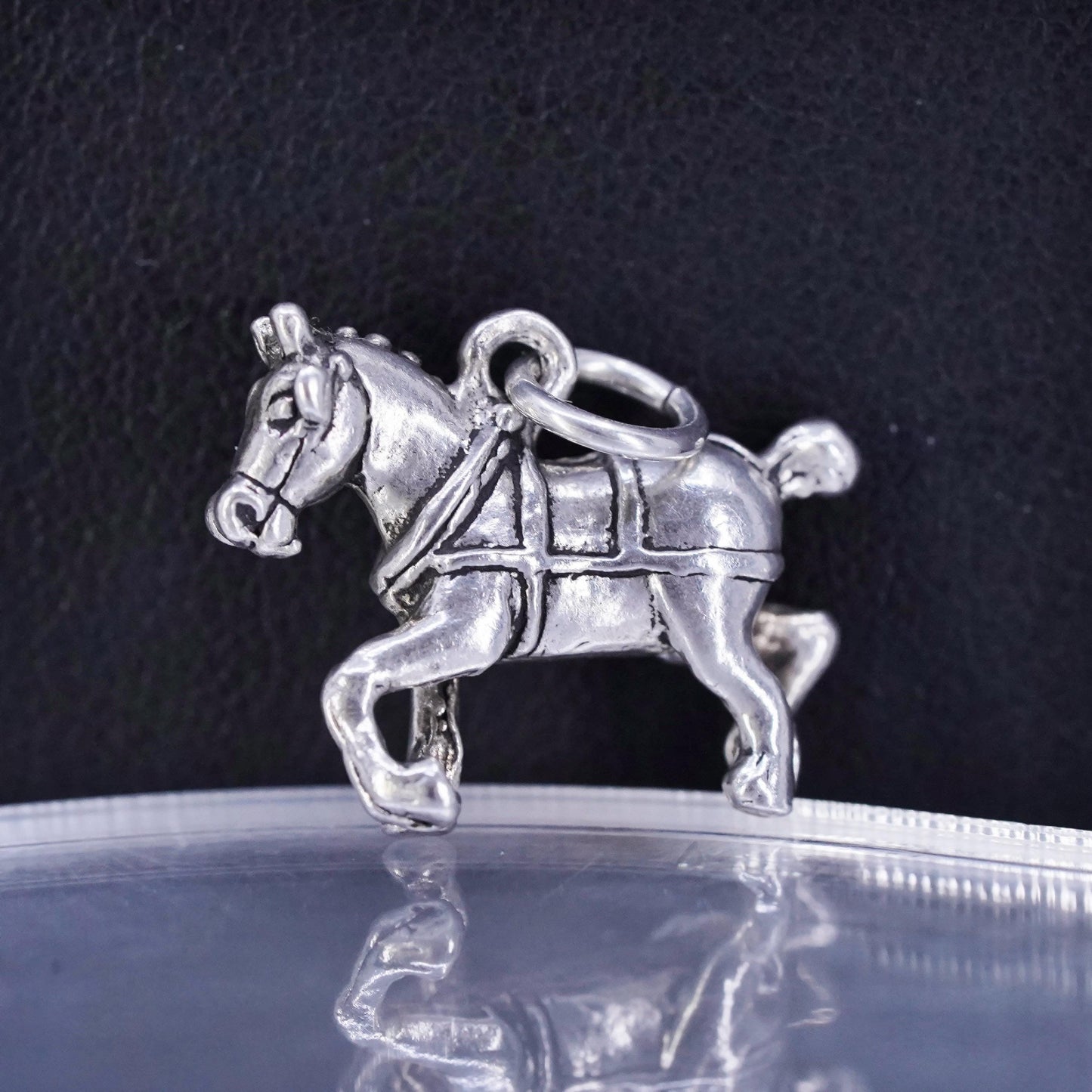 Vintage Sterling silver handmade simple 925 running horse, Stamped sterling