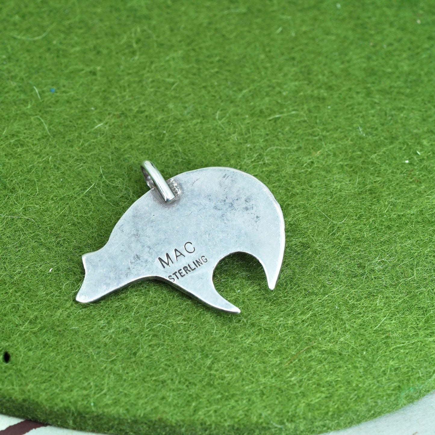 Native American Navajo MAC Sterling Silver 925 polar bear pendant turquoise