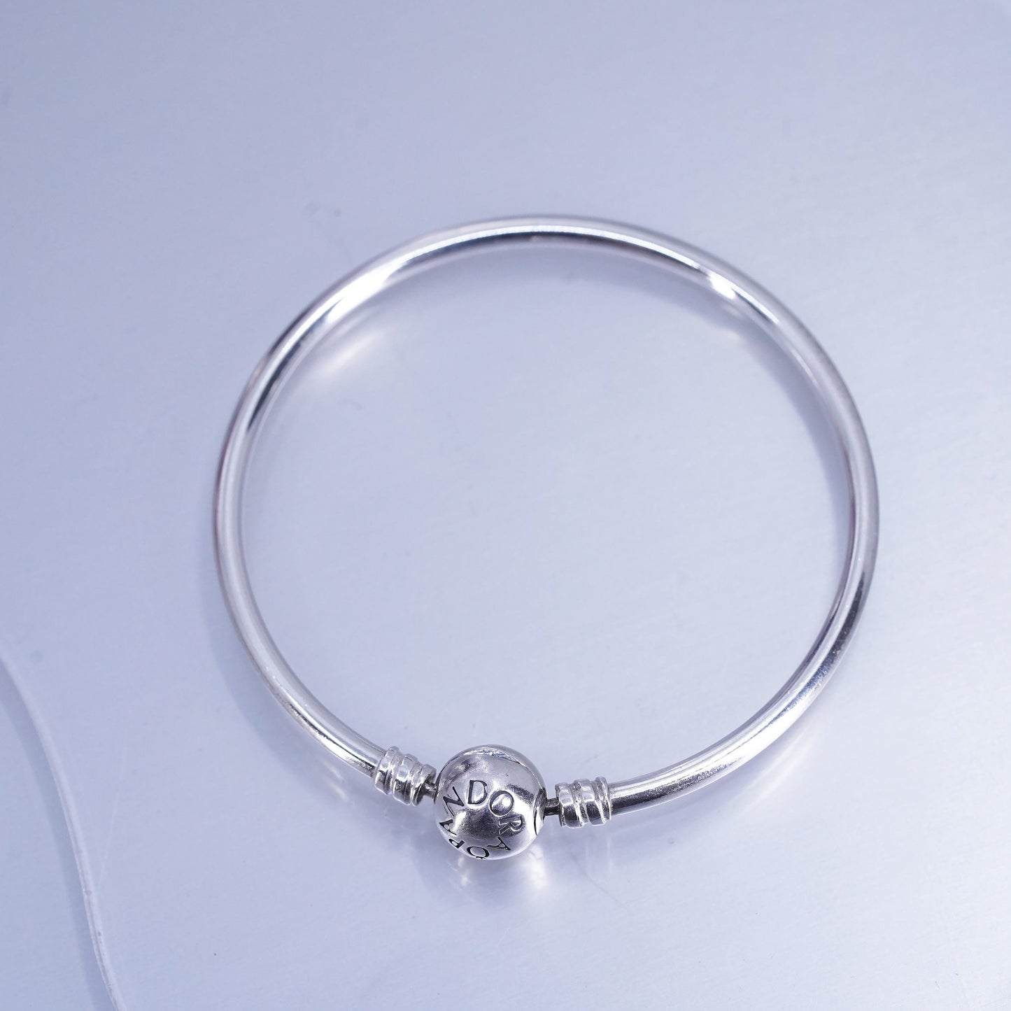 6.75”, Vintage silver tone handmade bracelet, spoon bangle with onyx