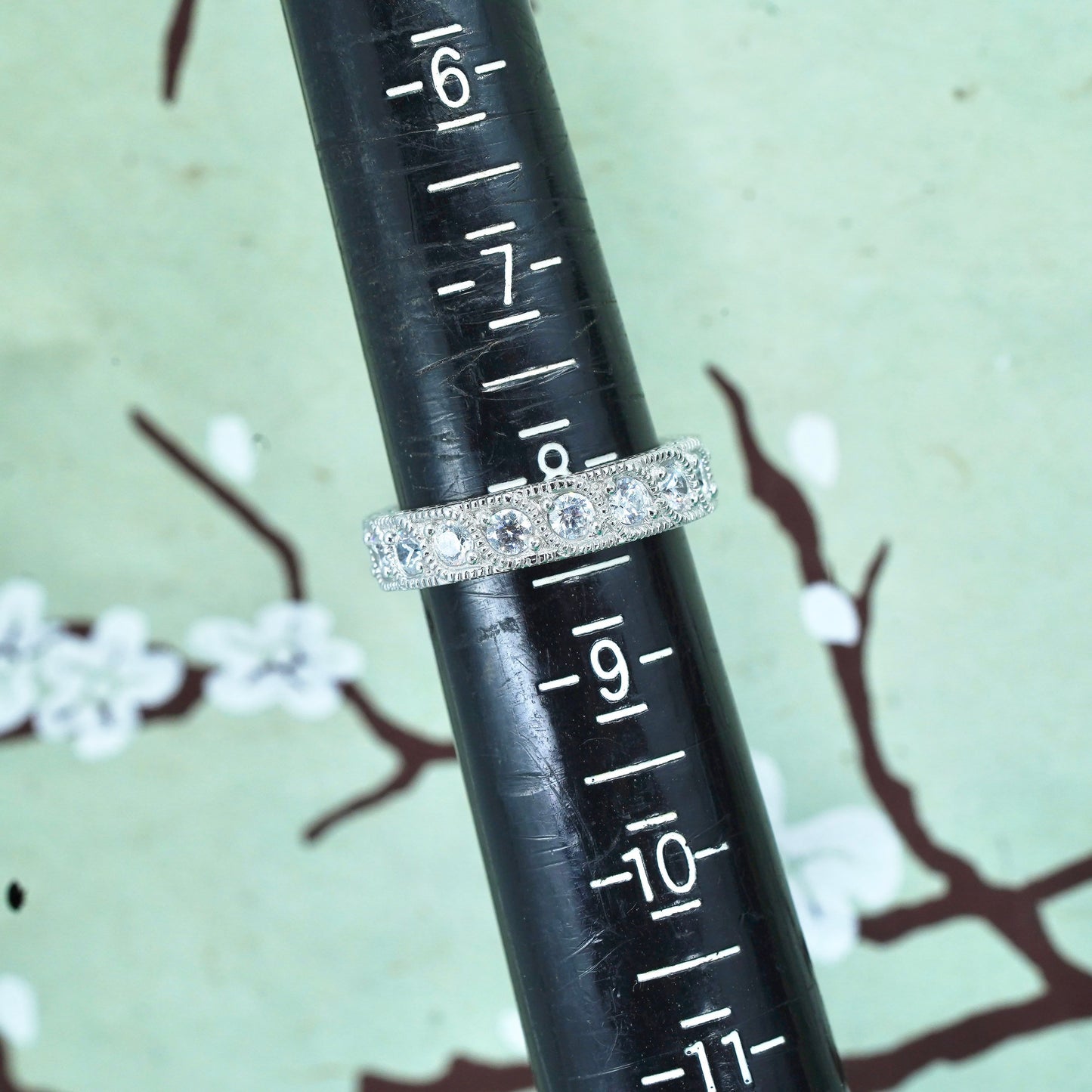 Size 8, Vanna K. Sterling silver ring, wedding band, 925 silver round cut CZ