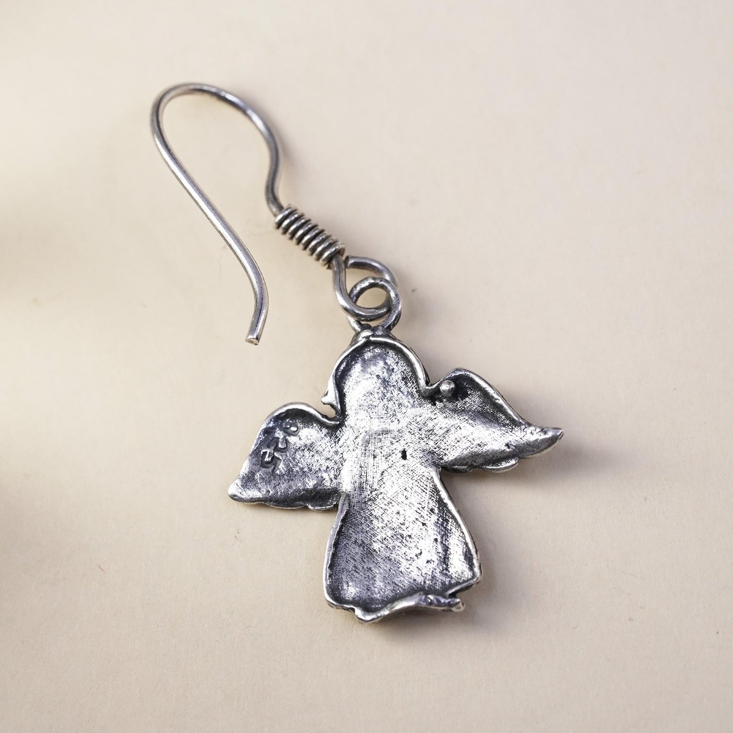 Vintage Sterling silver handmade pendant, 925 angel single earring