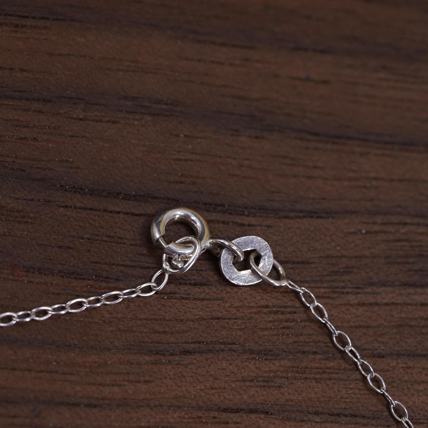 16", Italy Sterling 925 Silver Circle Chain Necklace with cz letter A Pendant