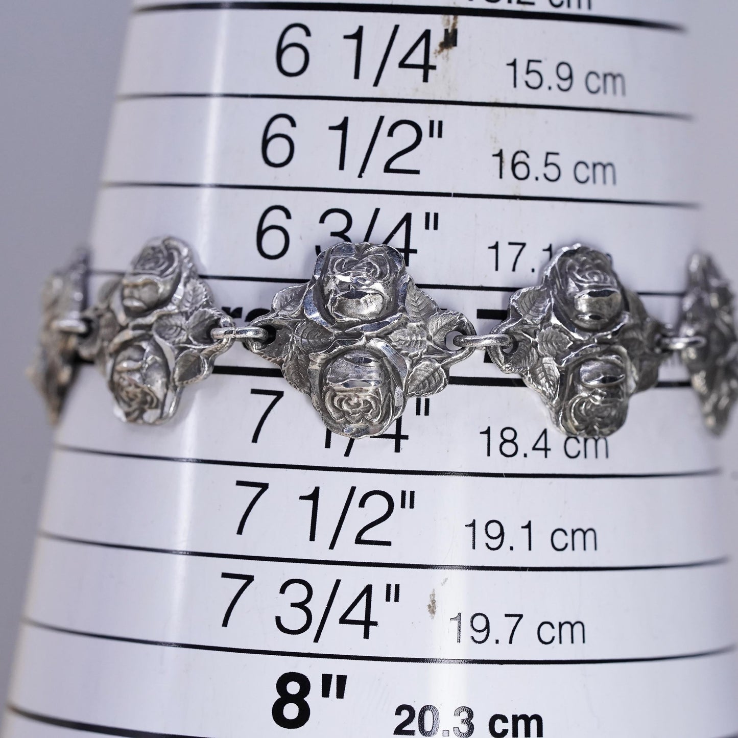 7", Sterling Silver Catholic Rosary Bracelet, Rose Religious Virgin Mary Saints