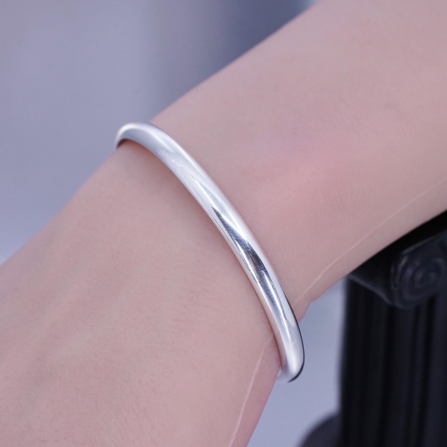 6.25”, Vintage 925 sterling silver handmade bracelet, textured stackable cuff