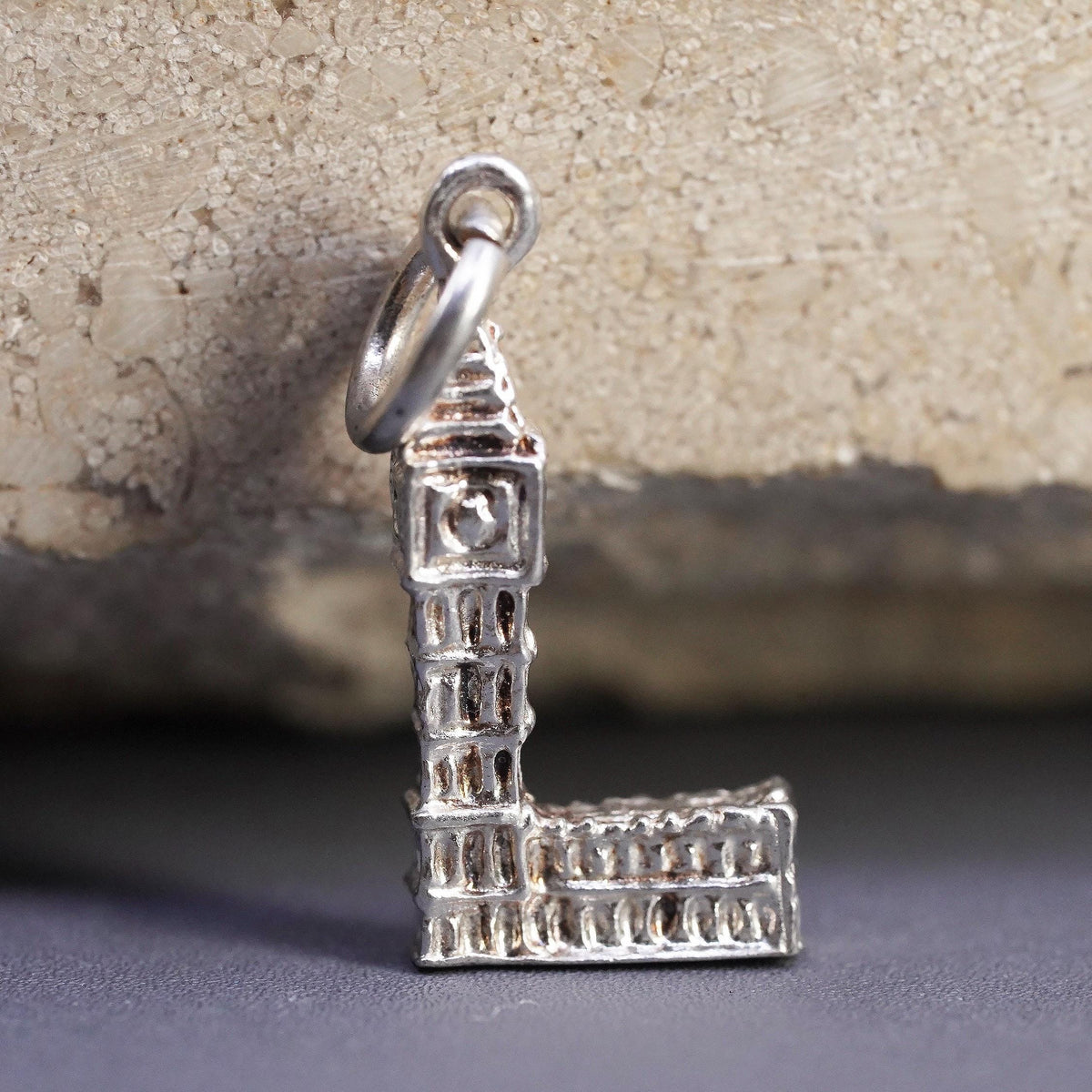 Sterling 925 Silver Big Ben Clock Tower Charm Pendant, London England Landmark