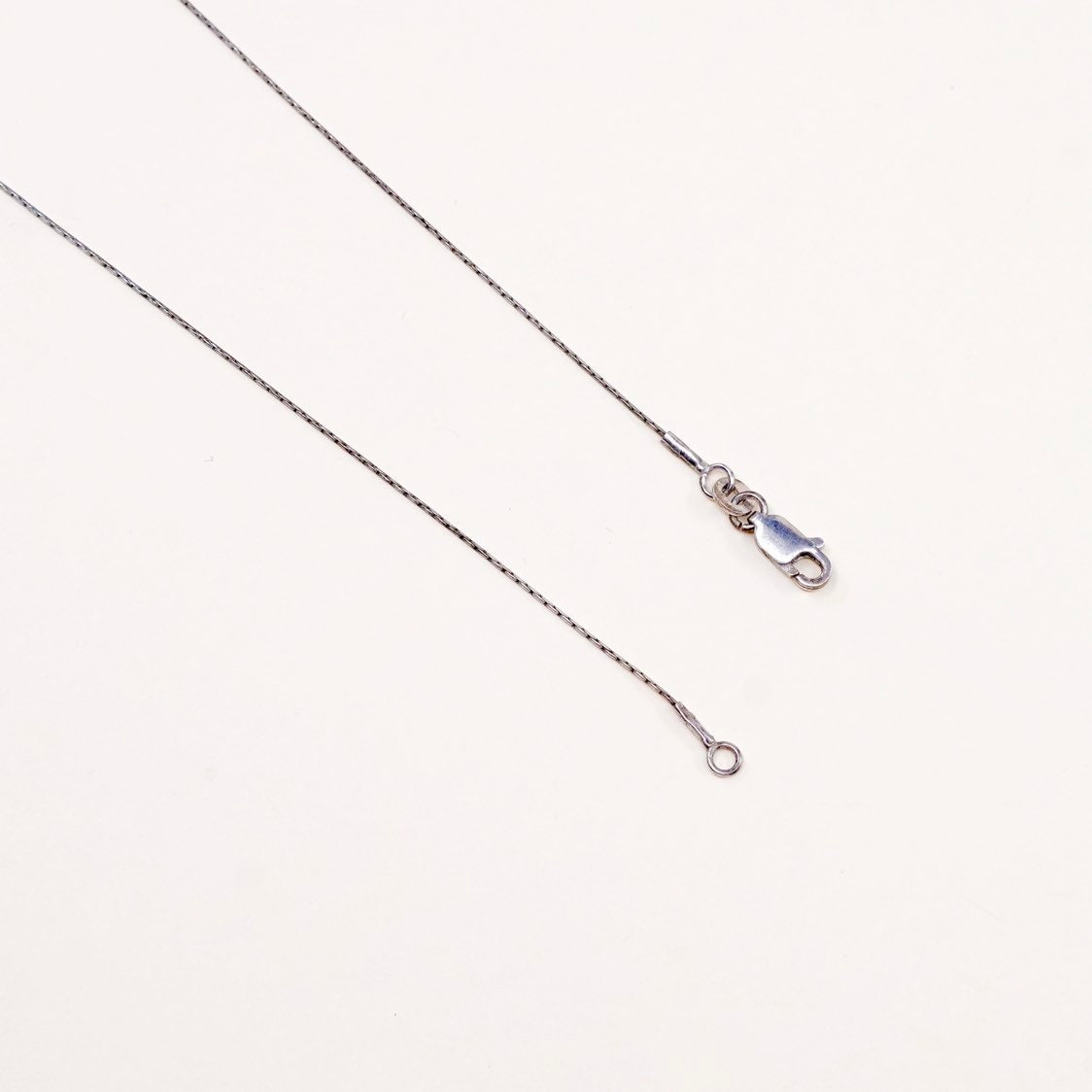 19", vintage sterling silver handmade necklace, fine 925 silver snake chain and brown agate pendant, stamped 925 italy