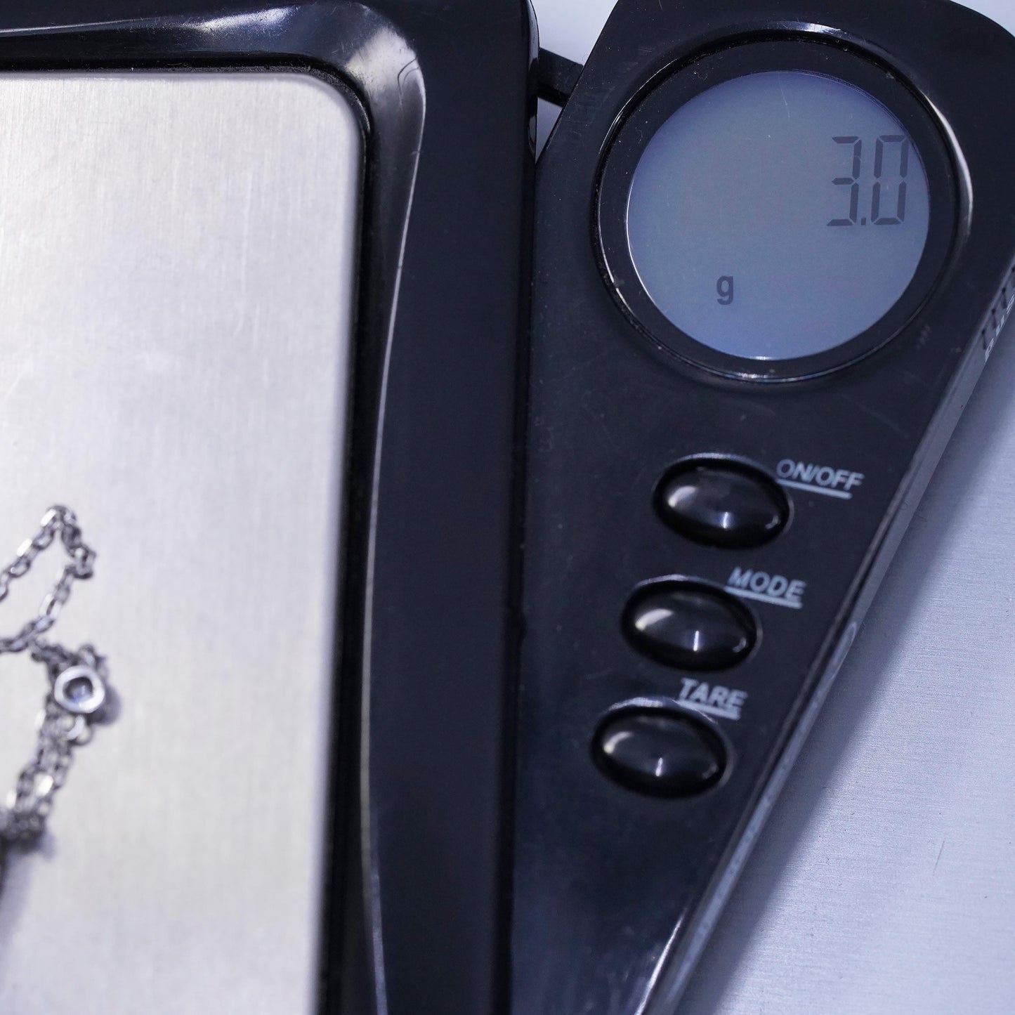16+2”, vintage Sterling 925 silver circle necklace with cz square pendant