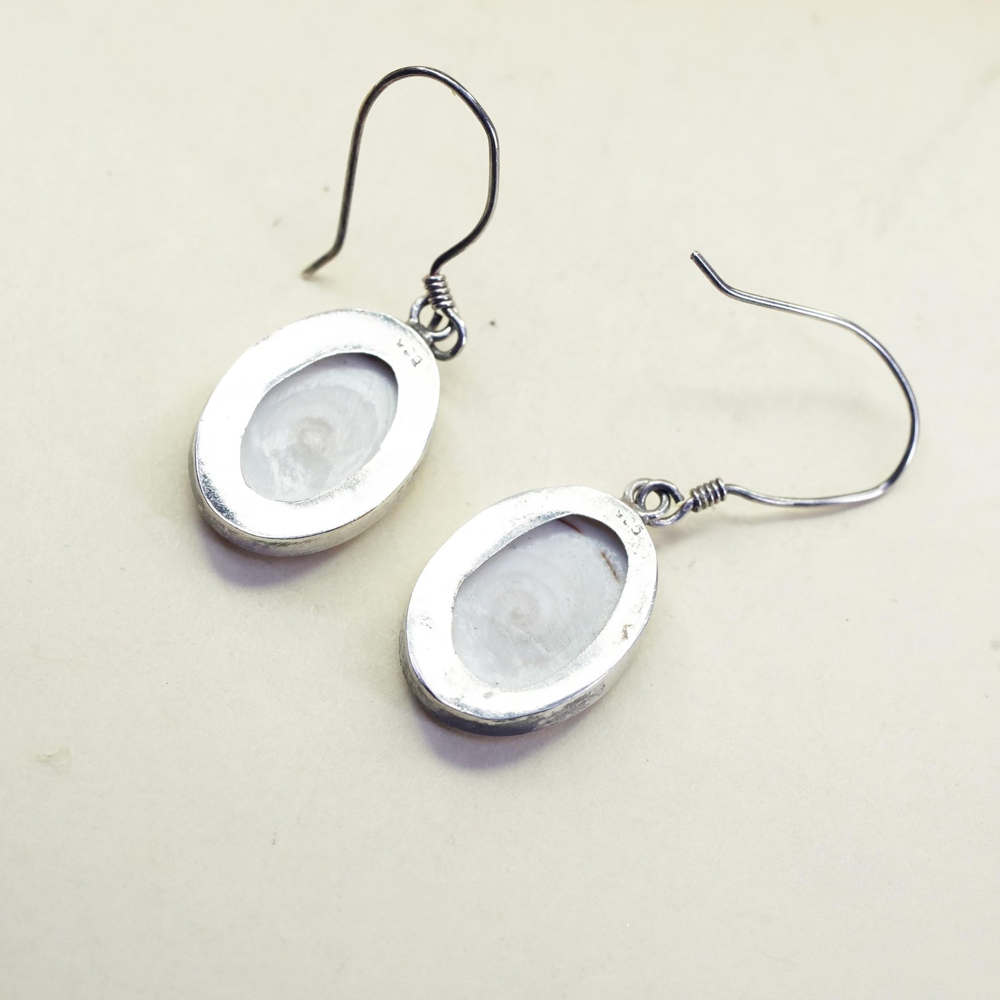 Vintage Sterling 925 silver handmade earrings with shiva eye snail shell beads