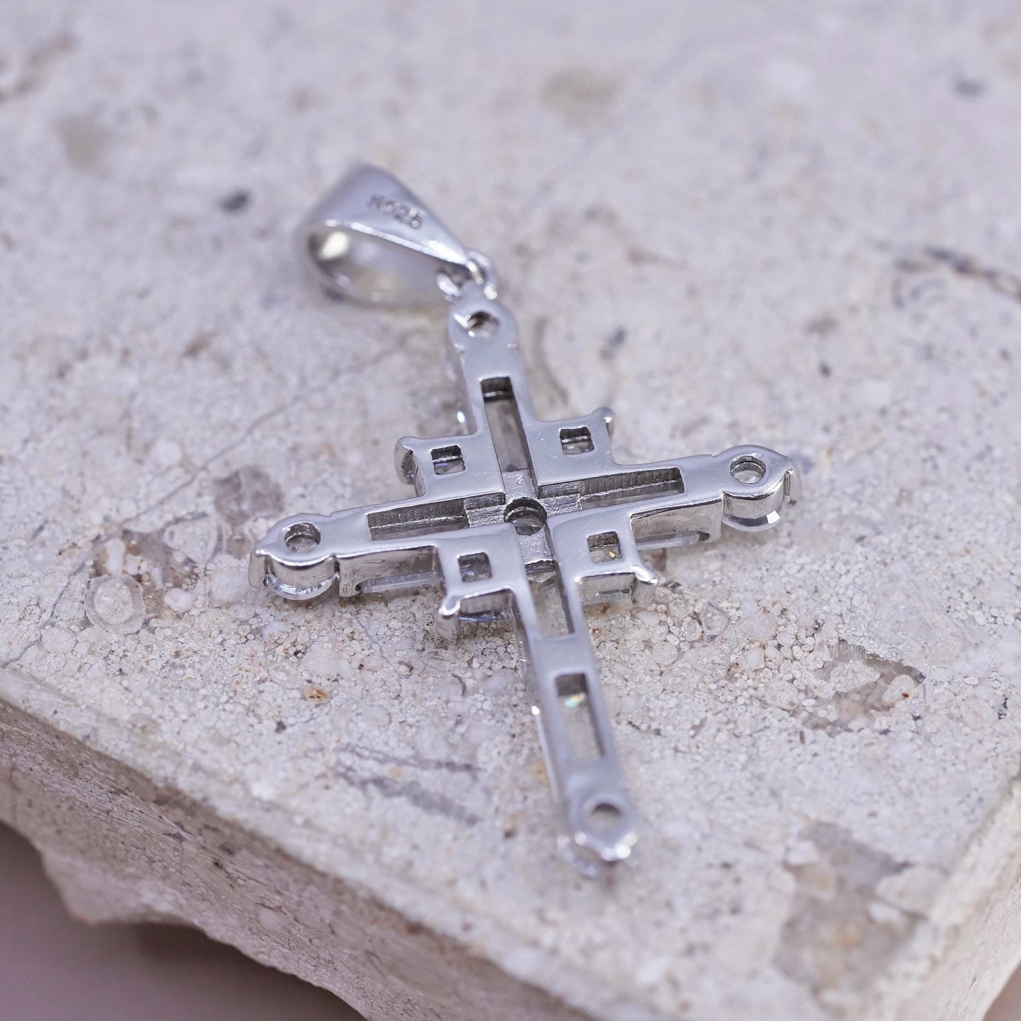 Vintage Sterling silver handmade pendant, 925 cluster cross