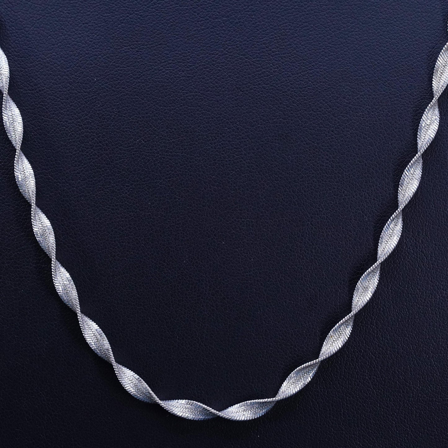 24", vintage Sterling silver handmade chain, 925 twisted herringbone necklace