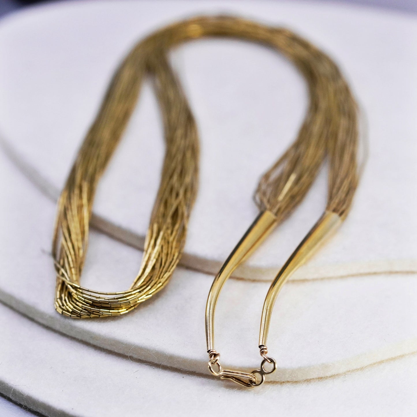 30”, vermeil gold liquid Sterling silver 30 strands necklace, Native American