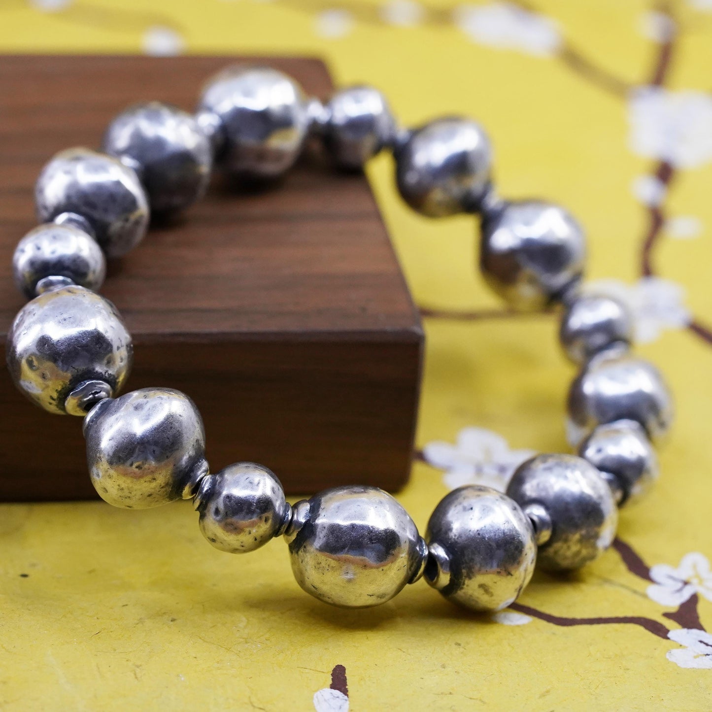6.75, Silpada Sterling 925 Silver Atmospheric Stretch Ball Bead Bracelet B1998