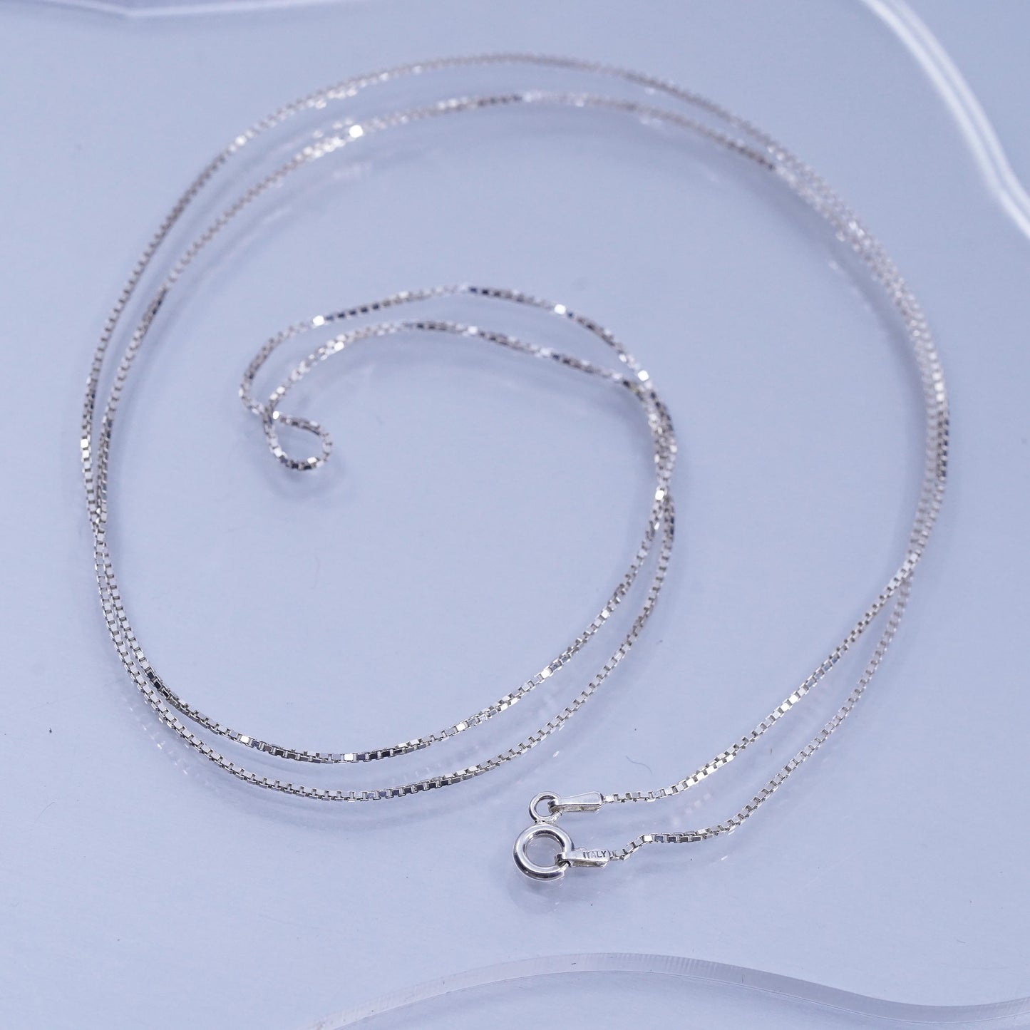 30” 1mm, vintage Italy Sterling 925 silver box chain necklace