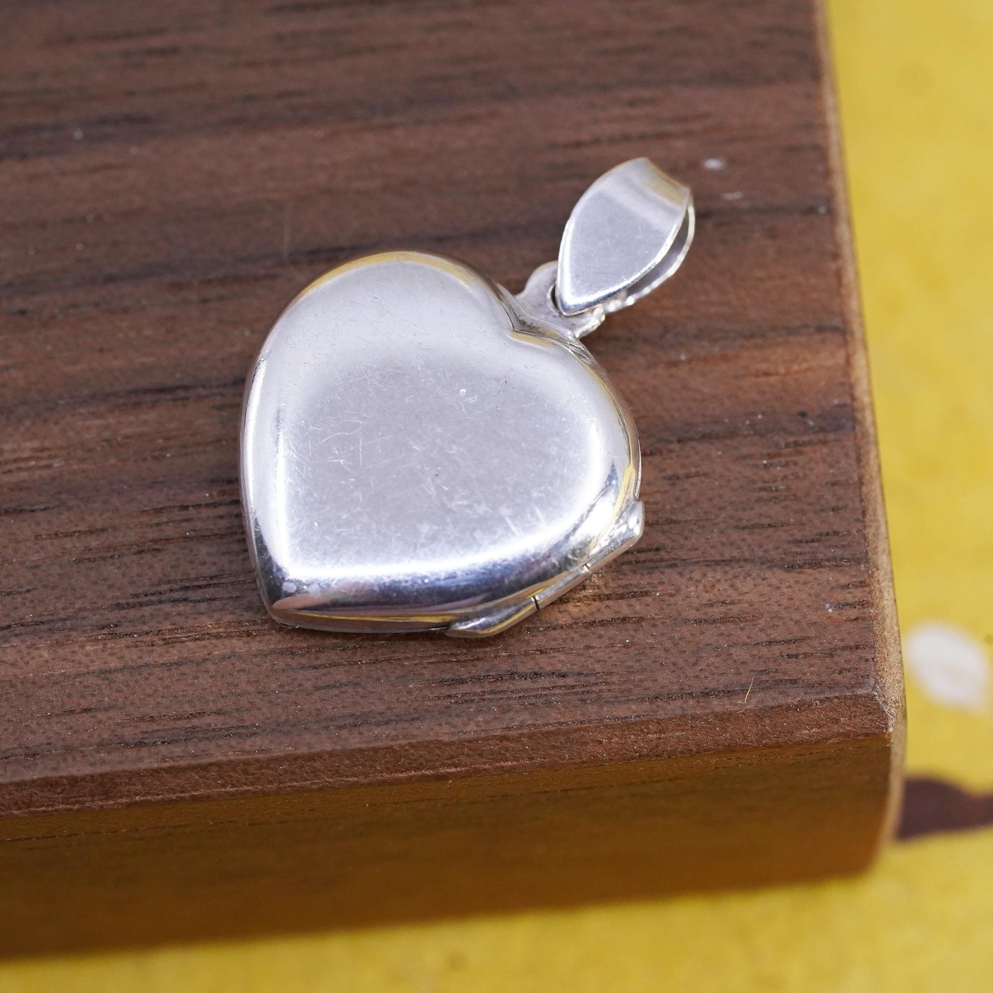 Vintage Sterling silver handmade pendant, 925 heart shaped photo locket
