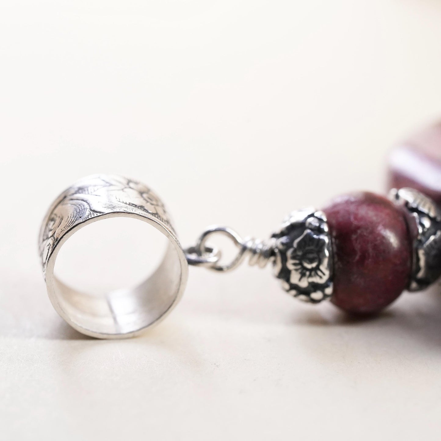 Jay King DTR Thulite Heart Pendant Sterling 925 Silver Pink Gemstone Charm