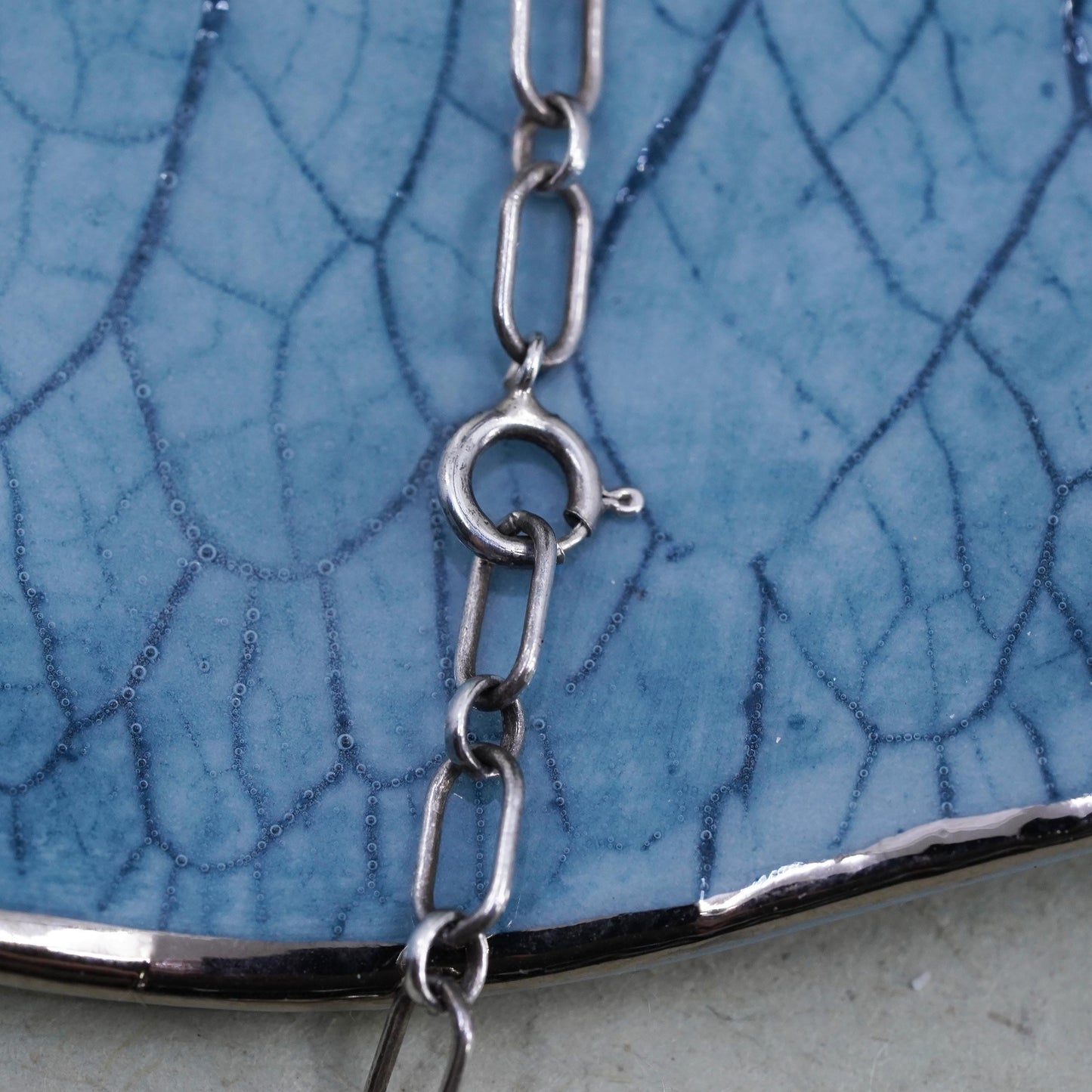18", Native American Sterling silver necklace 925 elongated turquoise pendant