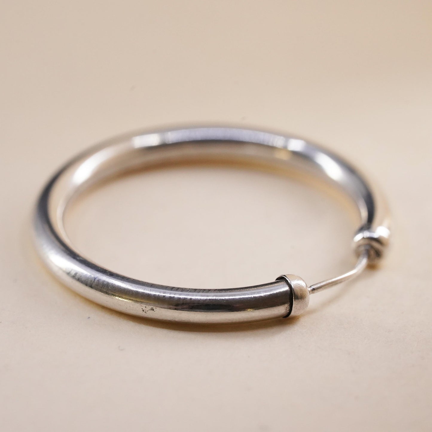 1.25", Vintage sterling silver single earring, bold minimalist primitive hoop