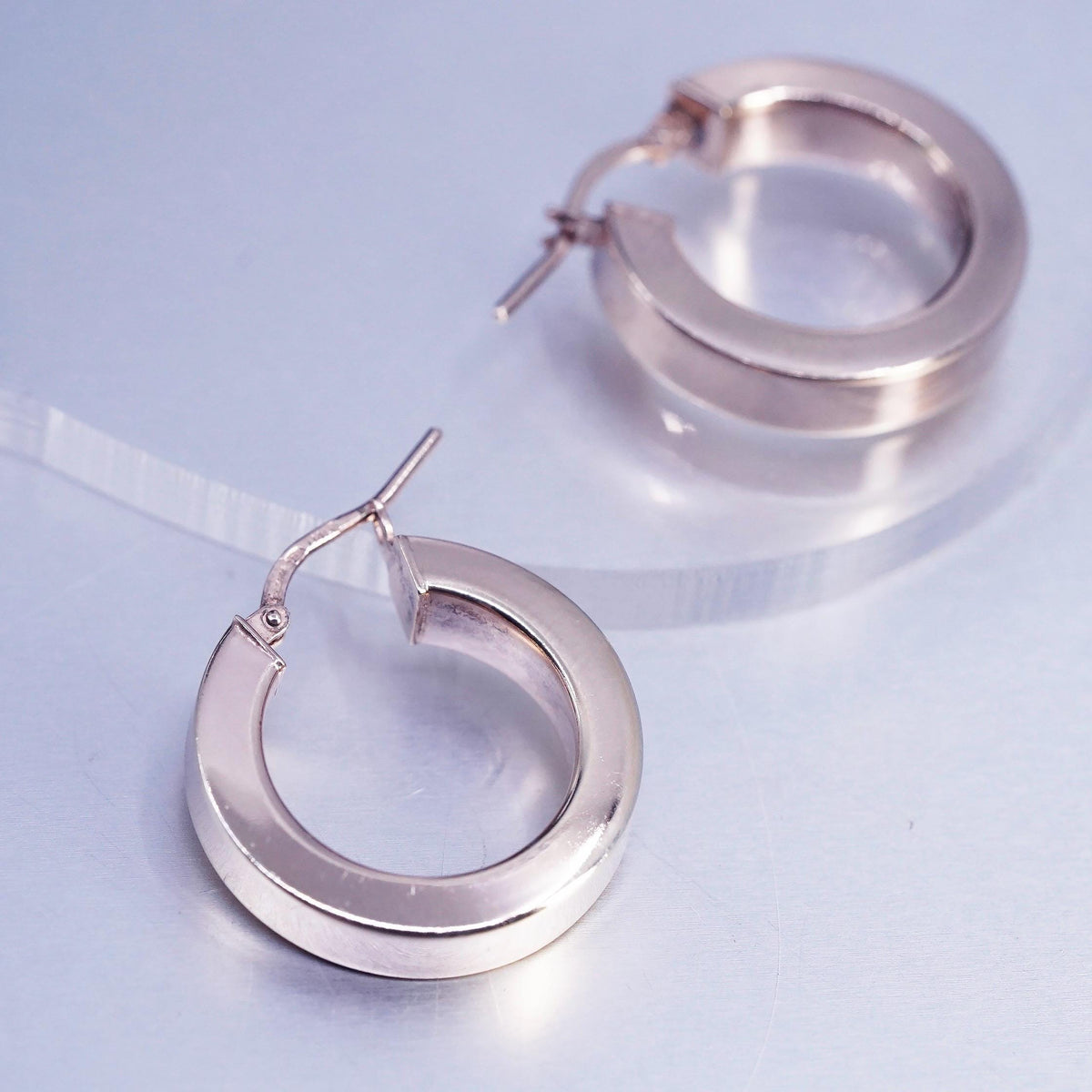 0.75", VTG Italian Dyadema vermeil gold Sterling Silver hoops. 925 Earrings