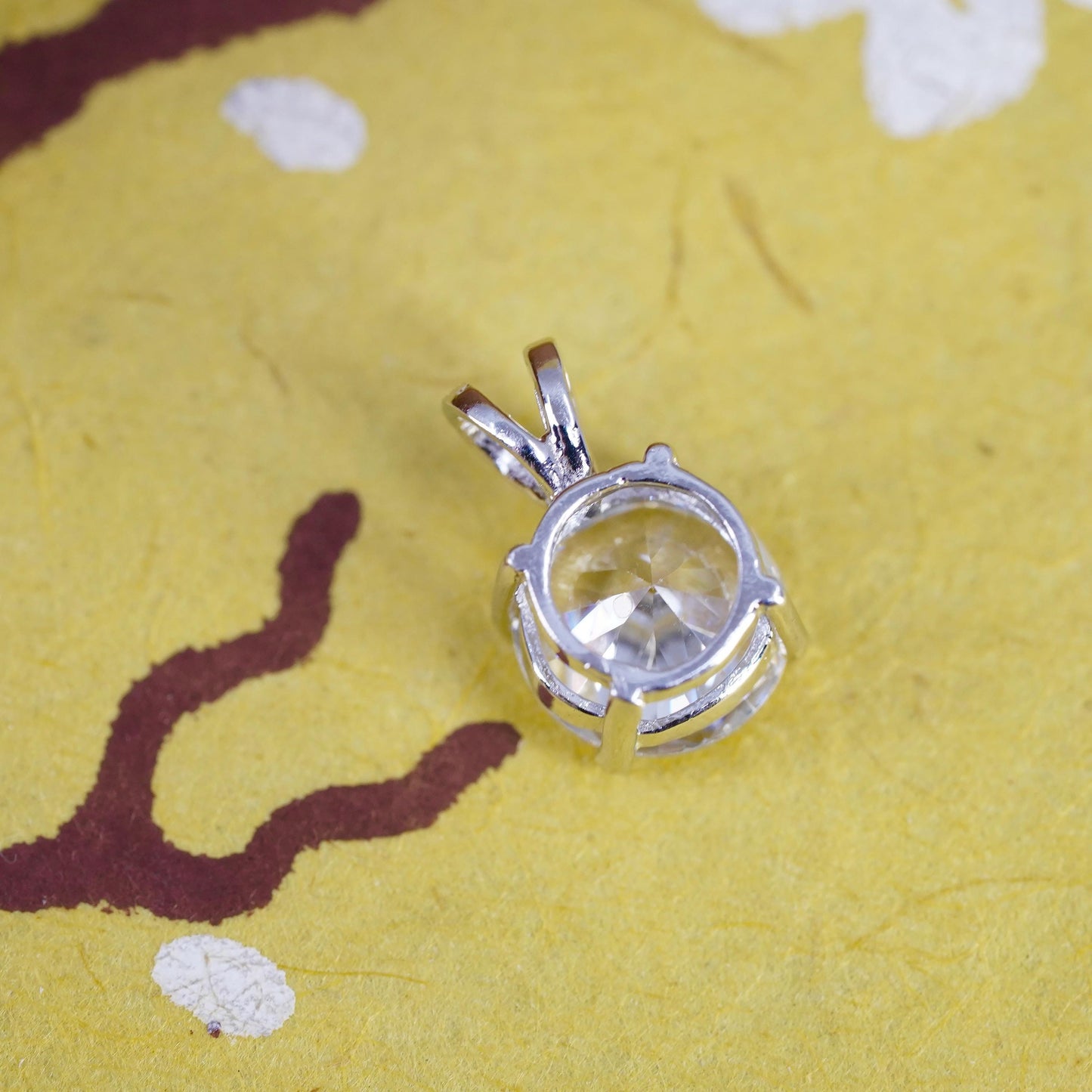 Vintage Sterling 925 silver handmade tiny pendant with cz